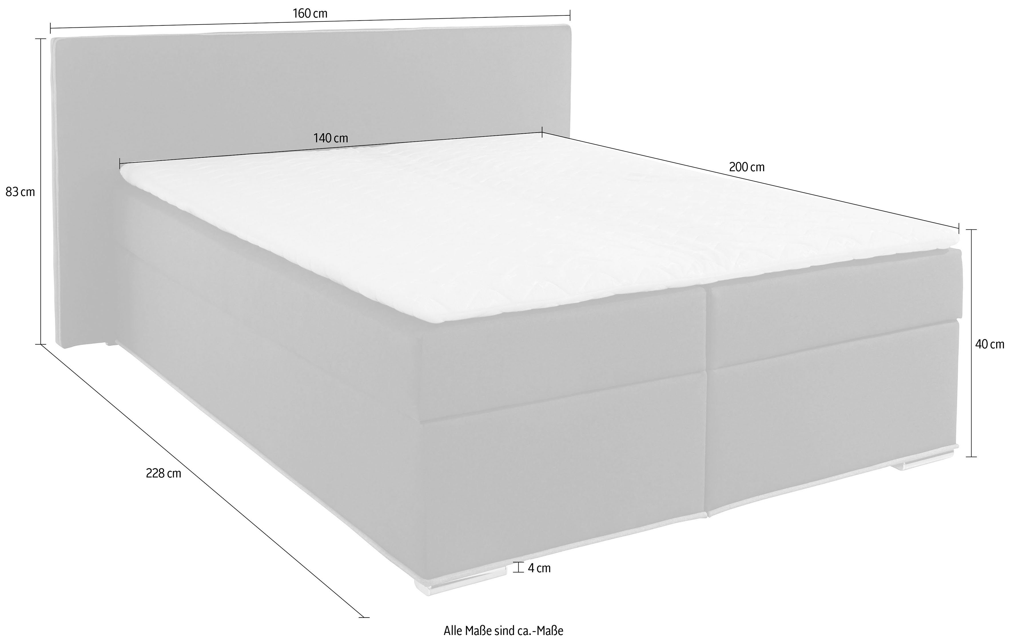 Home affaire Gestoffeerd bed Annera, kussenvulling met veren Inclusief lattenbodem, ligoppervlak 140 of 180 cm kiesbaar