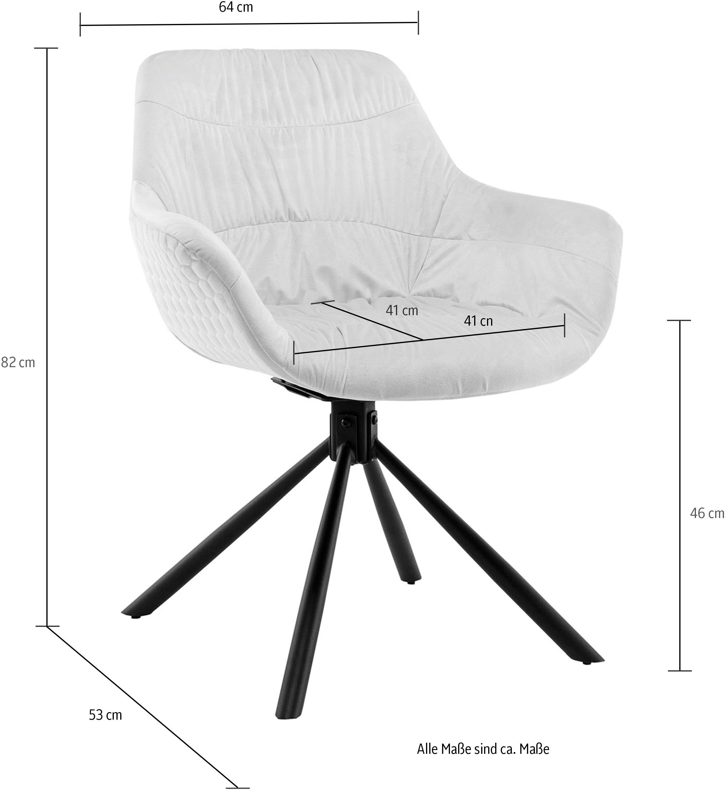 SalesFever Eetkamerstoel Rimini armstoel, achterkant met honingraatstiksel Eetkamerstoel, achterkant met honingraatstepping, 360° draaifunctie (1 stuk)