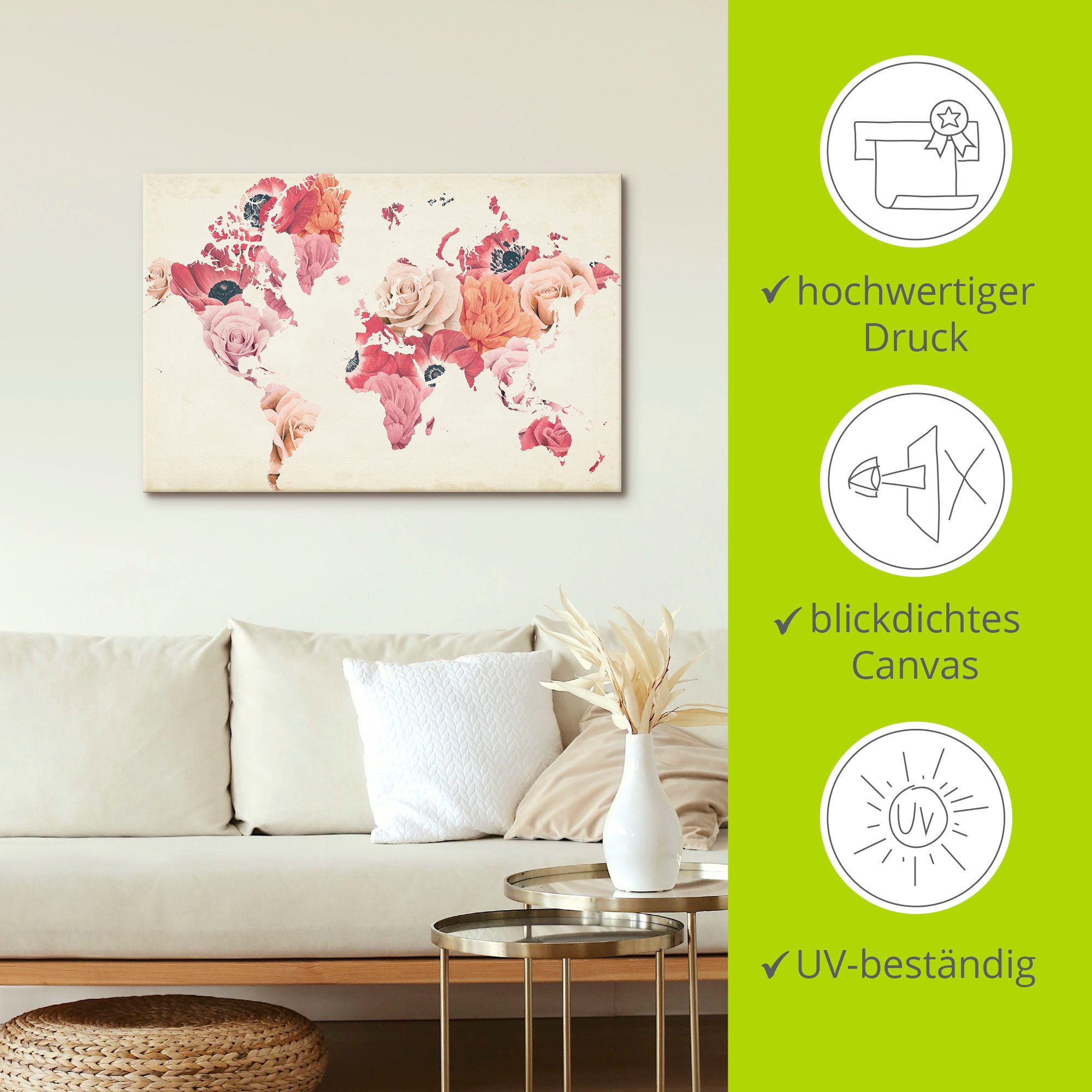 Artland Artprint op linnen De aarde lacht in bloemen