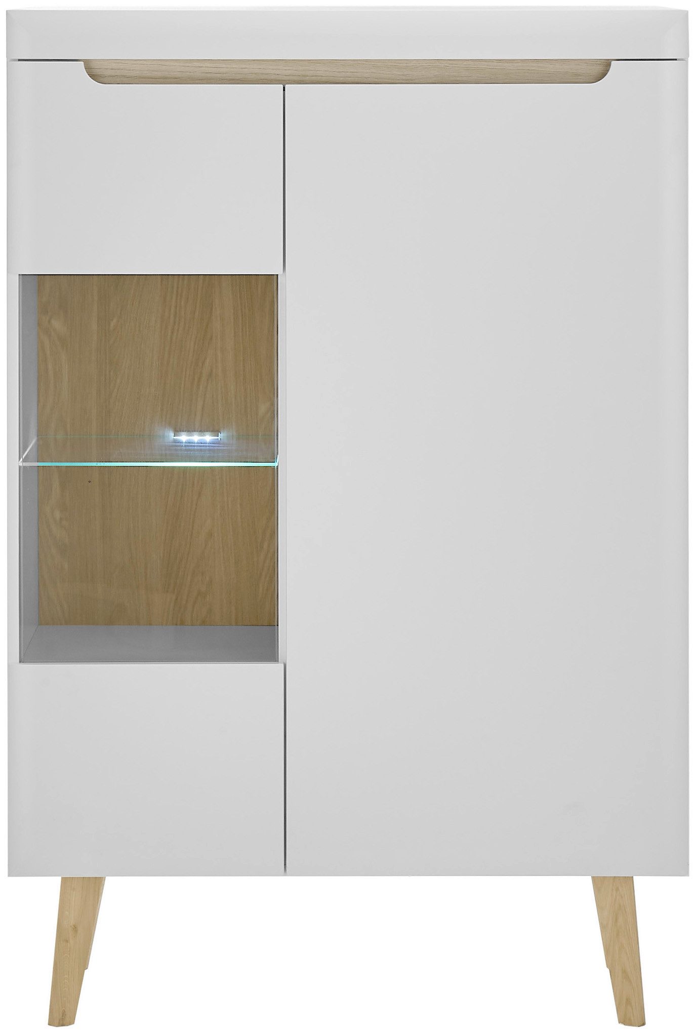 INOSIGN Vitrinekast Torge, hoge kast, glazen vitrine, staande vitrine, vitrinekast in drie verschillende kleuren beschikbaar, glazen deur & -bodem, 90 cm breed (1 stuk)
