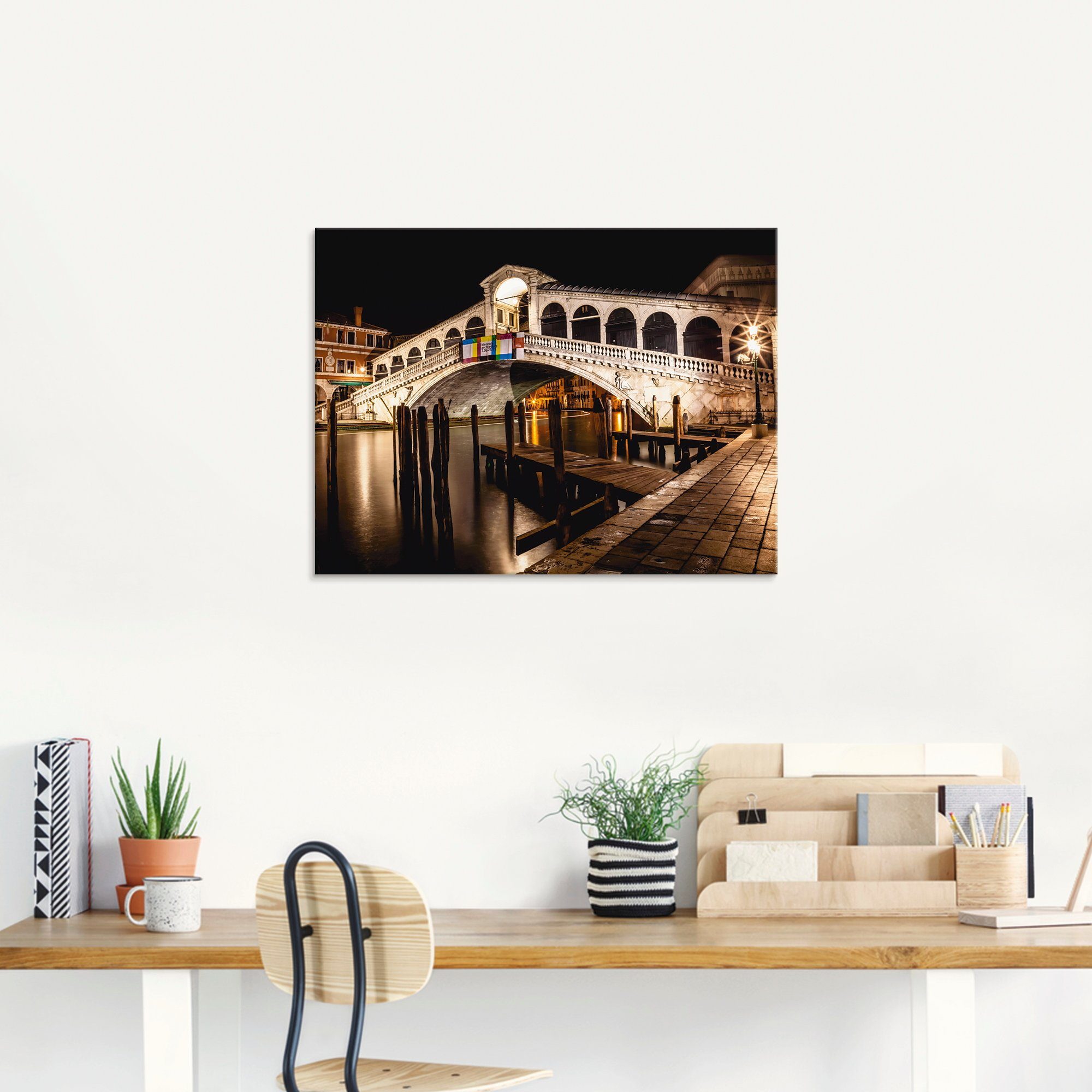 Artland Print op glas Venetië Canal Grande & Rialto brug II