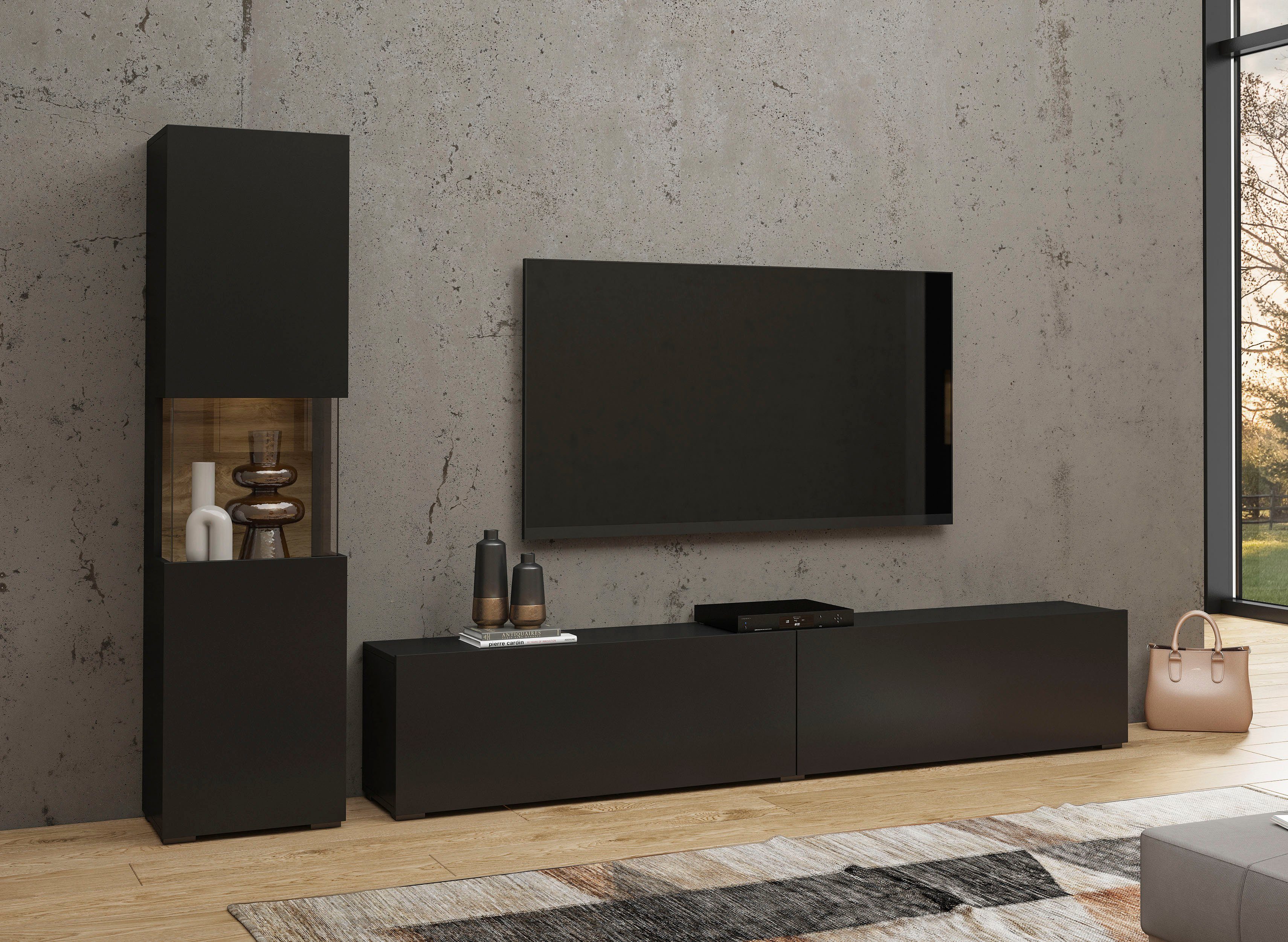 INOSIGN Wandmeubel Ava, woonkamer-set hangend/staand te monteren, vitrinekast, lowboard