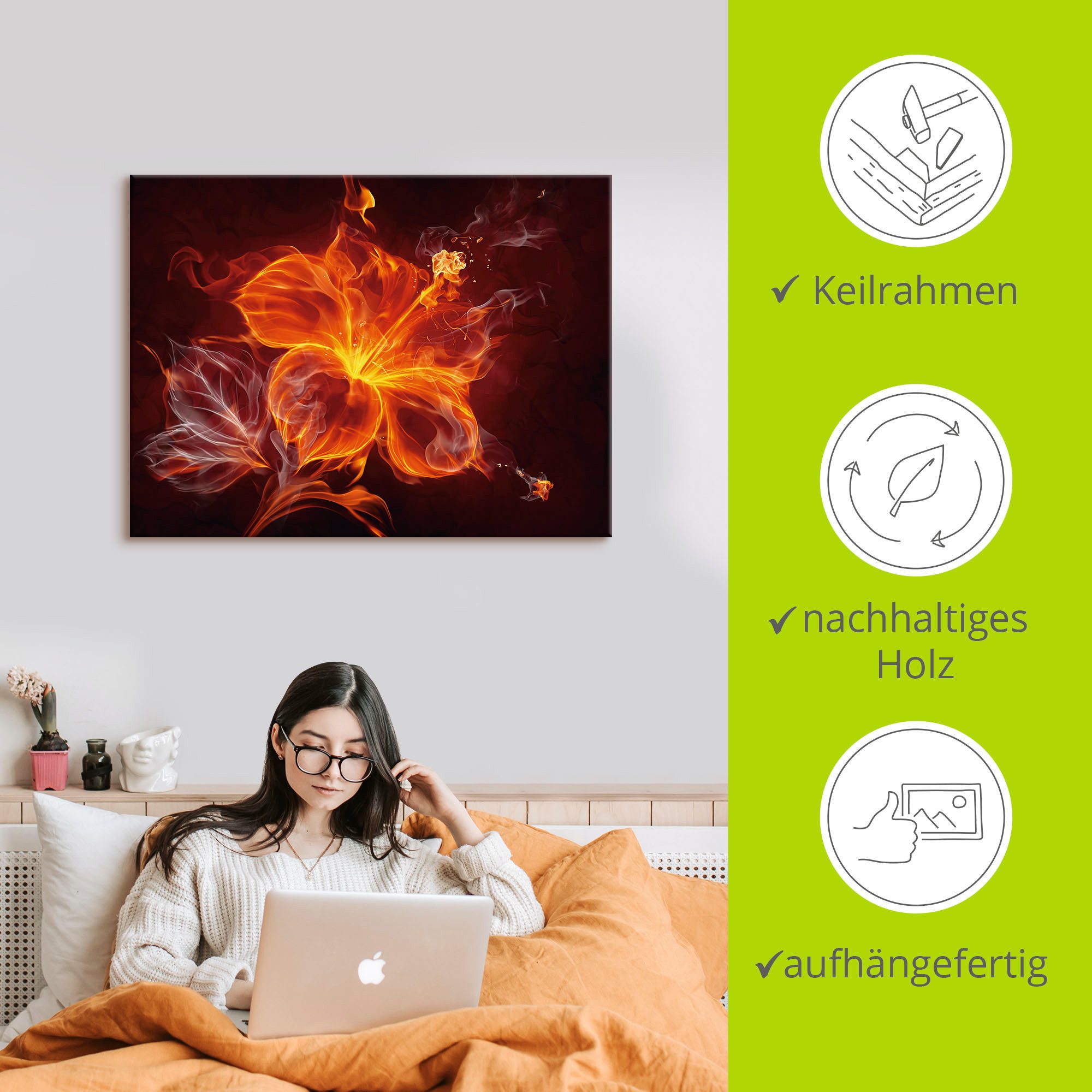 Artland Artprint Vuurbloem als artprint op linnen, poster, muursticker in verschillende maten