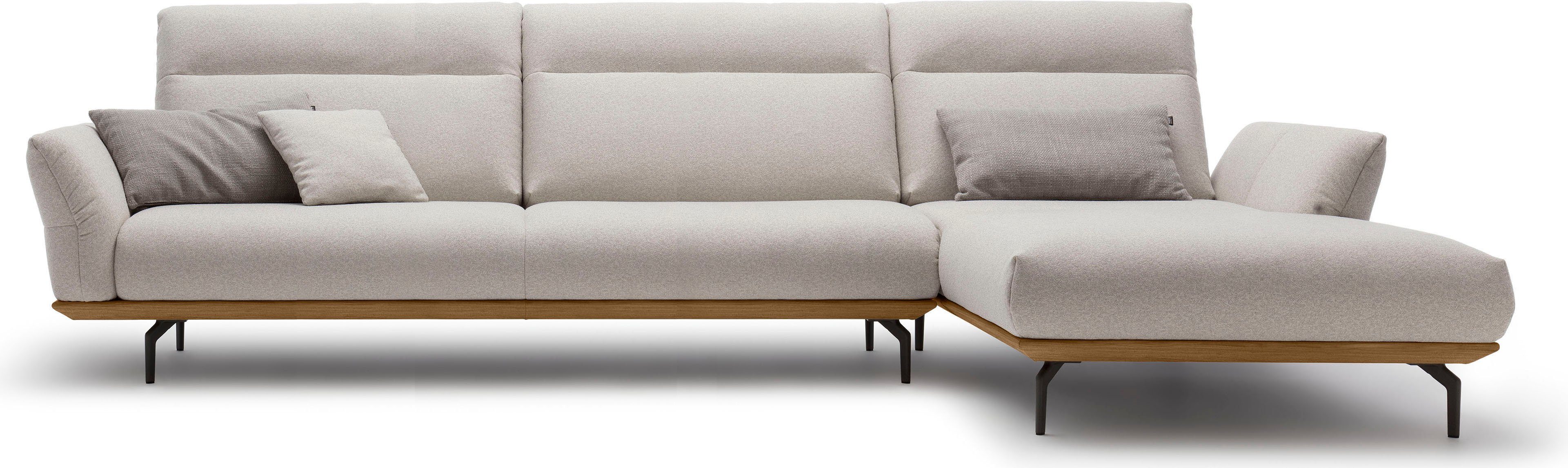 huelsta sofa hoekbank hs.460 sokkel in walnotenhout, onderstel in umbra grijs, breedte 338 cm grijs