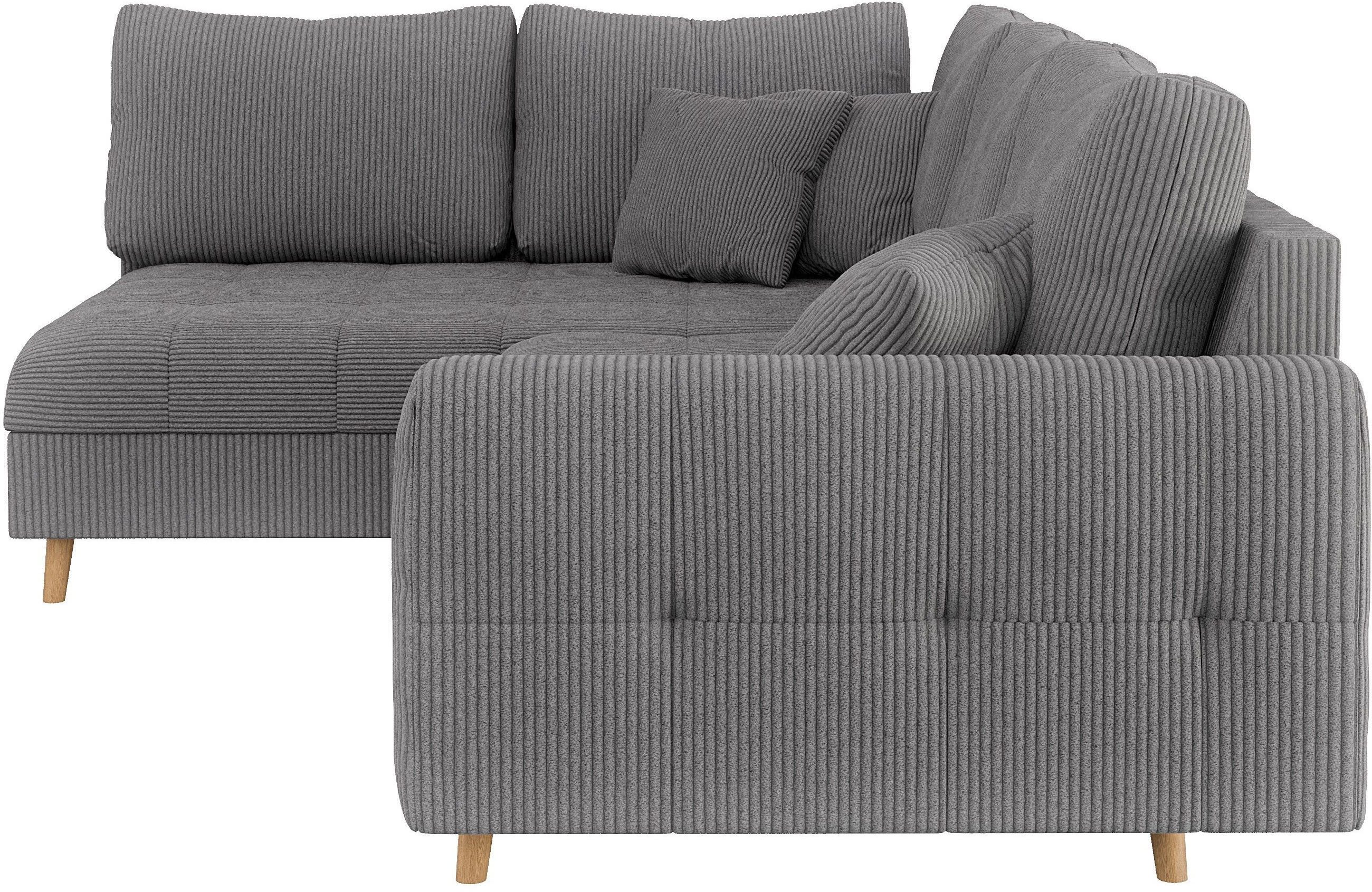 Home affaire Hoekbank CHARRE L-vorm met ottomane, afmetingen B/D/H: 231/161/81 cm fijne stiksels, losse rug- en sierkussens, ook in cord en bouclé
