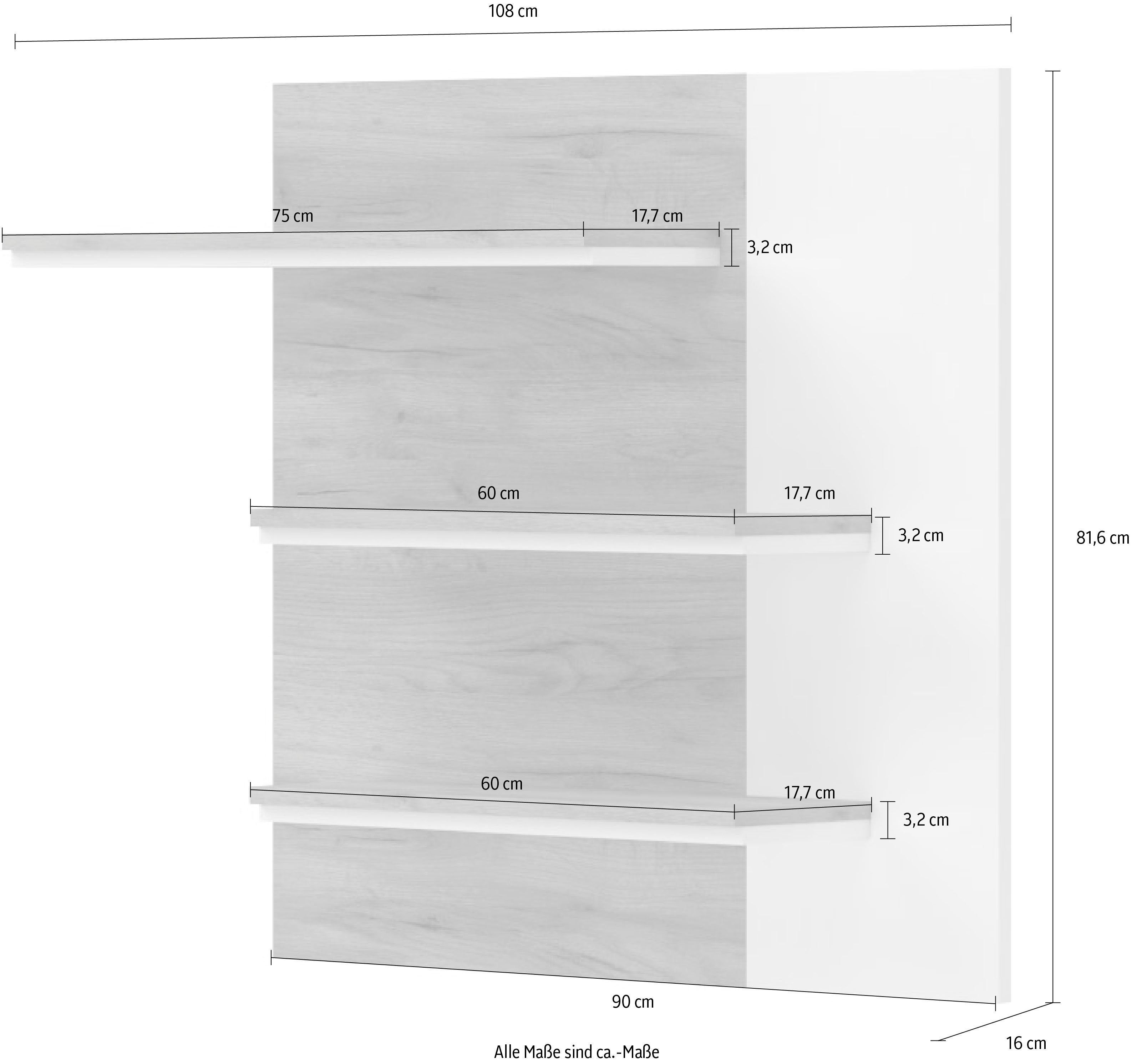Places of Style Wandplank Stela wit uv-gelakt front, breedte: 108 cm