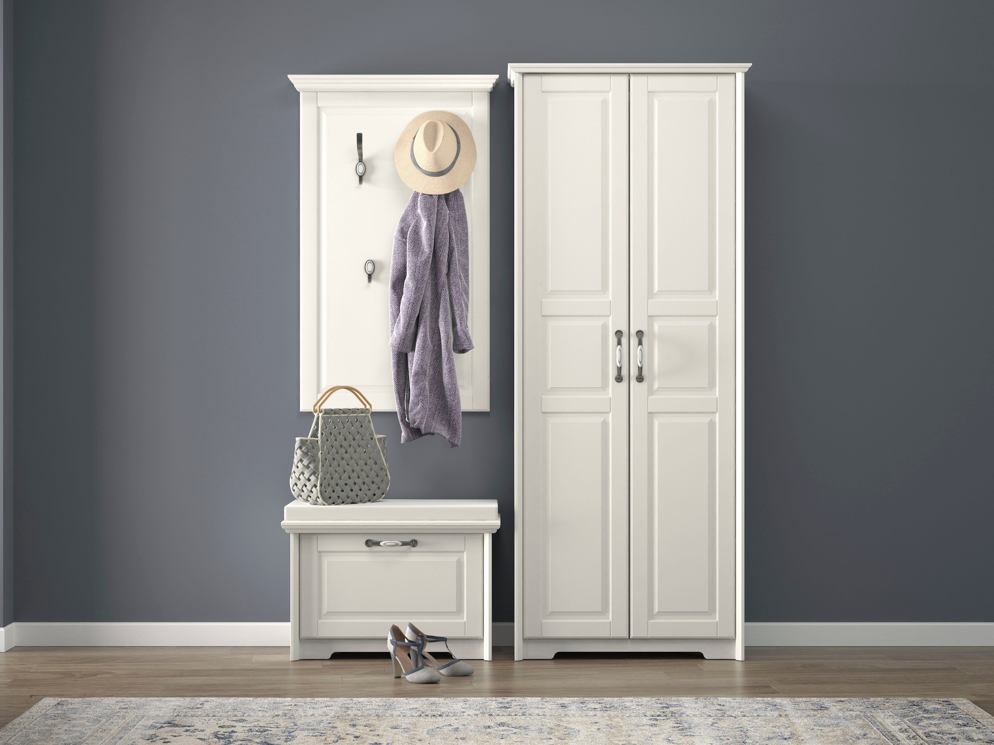 Home affaire Schoenenbank Evergreen hoogwaardig uv gelakt, met zitkussen, soft-closefunctie