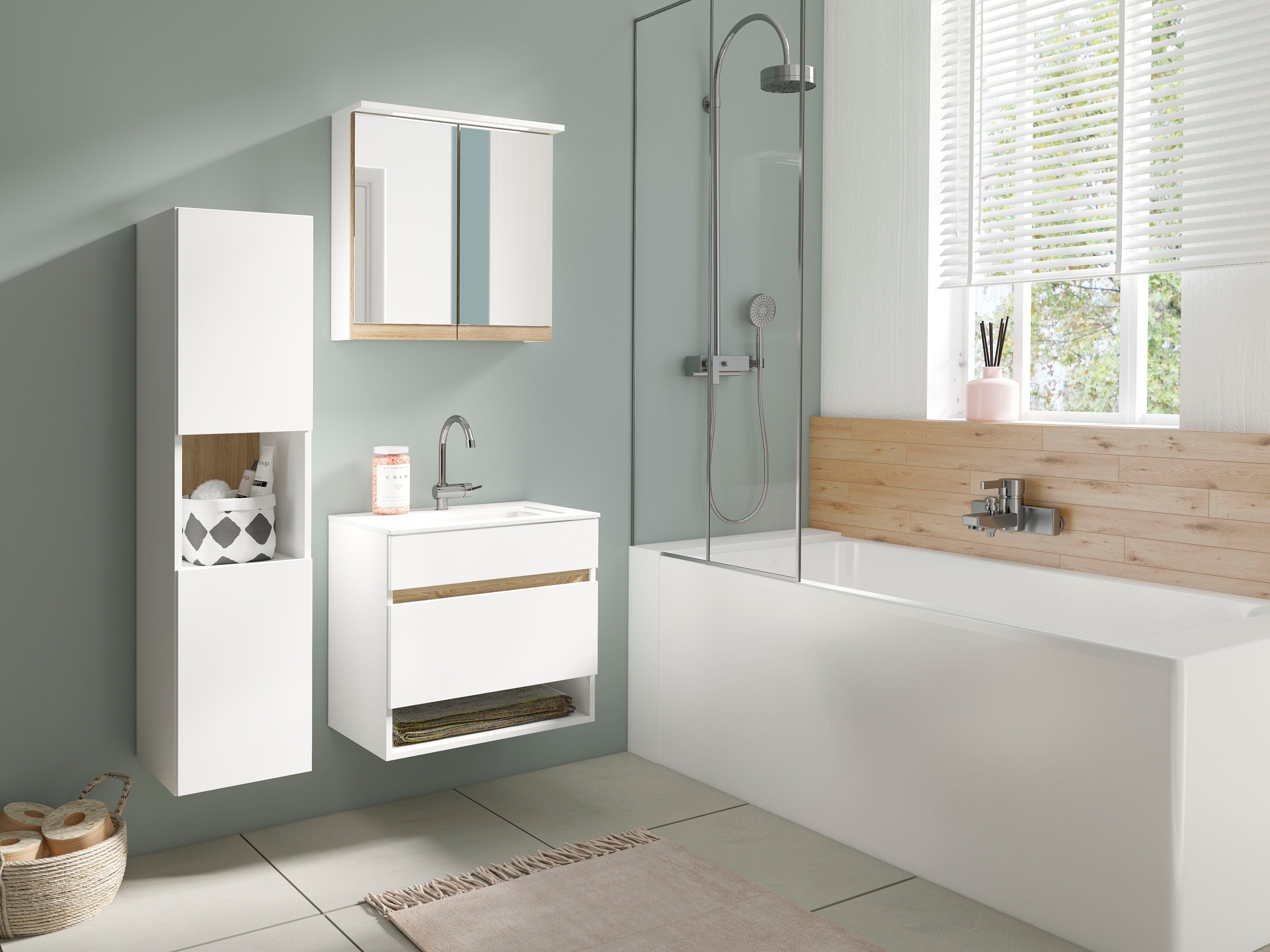 byLIVING Spiegelkast Marino Breedte 60 cm, met soft-closefunctie deuren, inclusief ledverlichting