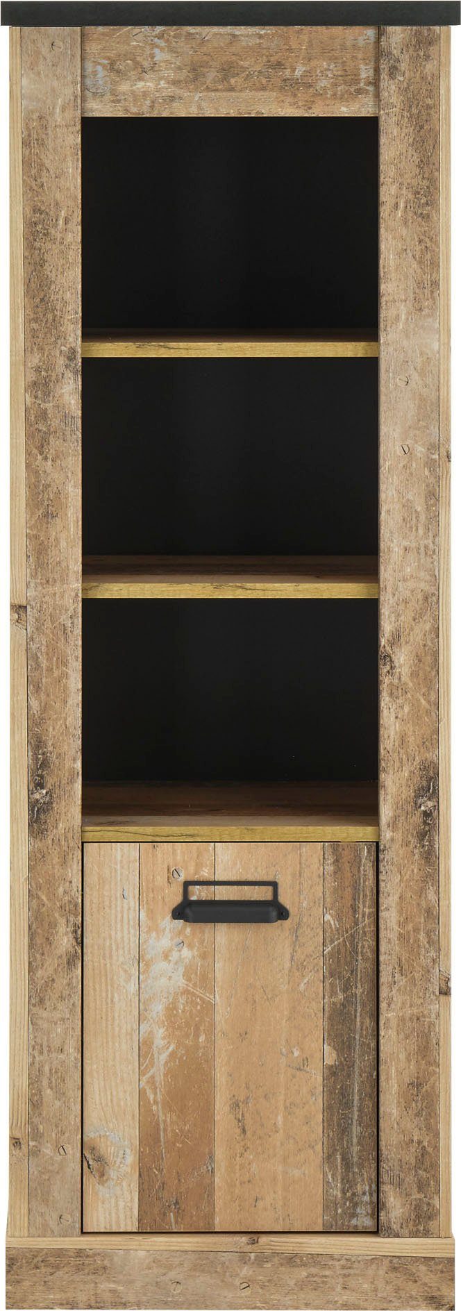 Home affaire Waskast SHERWOOD hoge kast, commode in moderne houtlook, met metalen apothekers handgrepen, hoogte 146 cm