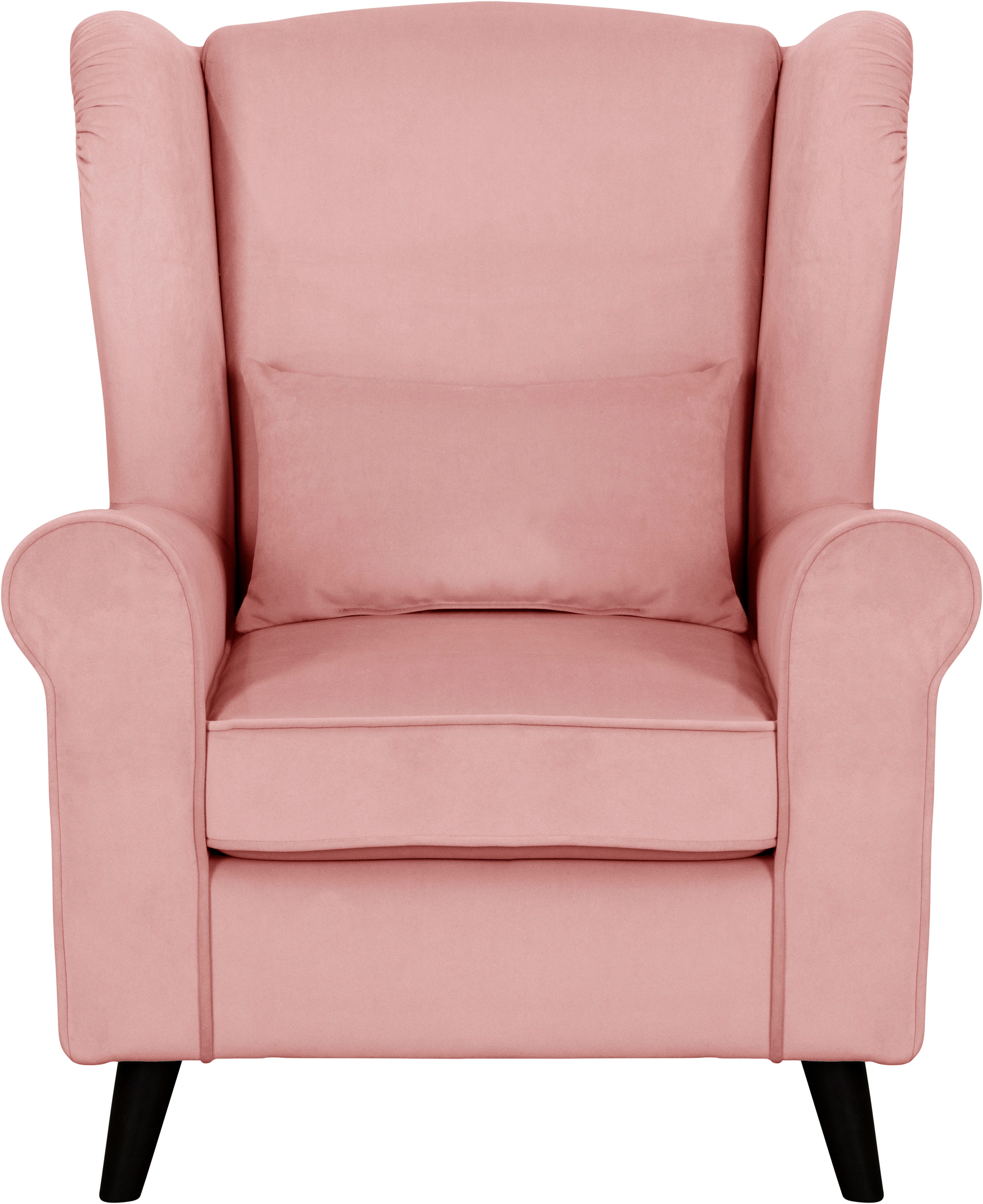 Home affaire Fauteuil Ohrensessel CHISTELLE, optioneel met poef met golfondersteuning, afmetingen: b/d/h: 81/87/99 cm
