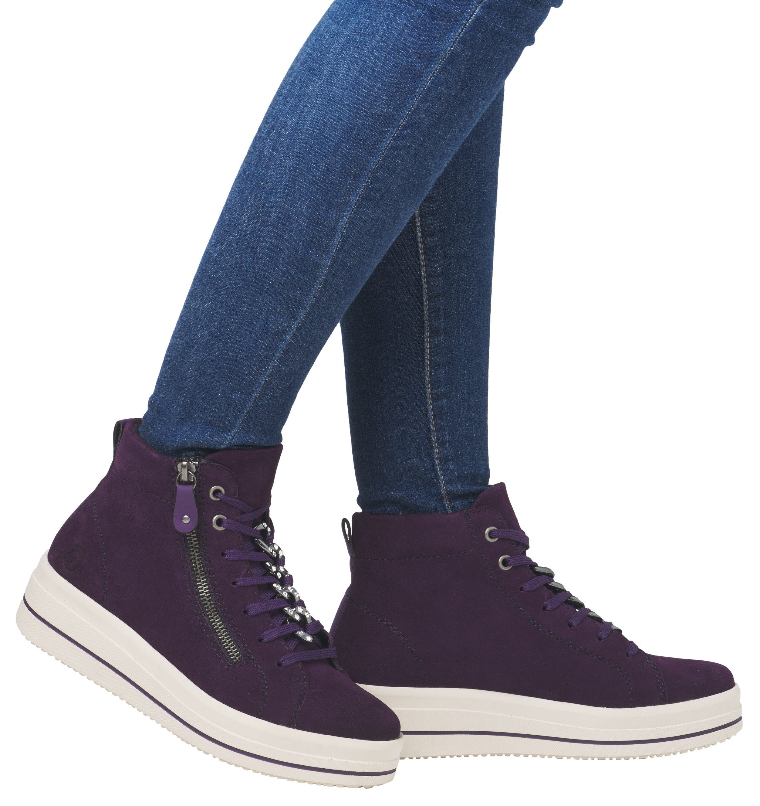 Remonte Plateausneakers Elisabeth Hurley-Collection vrijetijdsschoen, high-top sneaker, veterschoen, zijrits