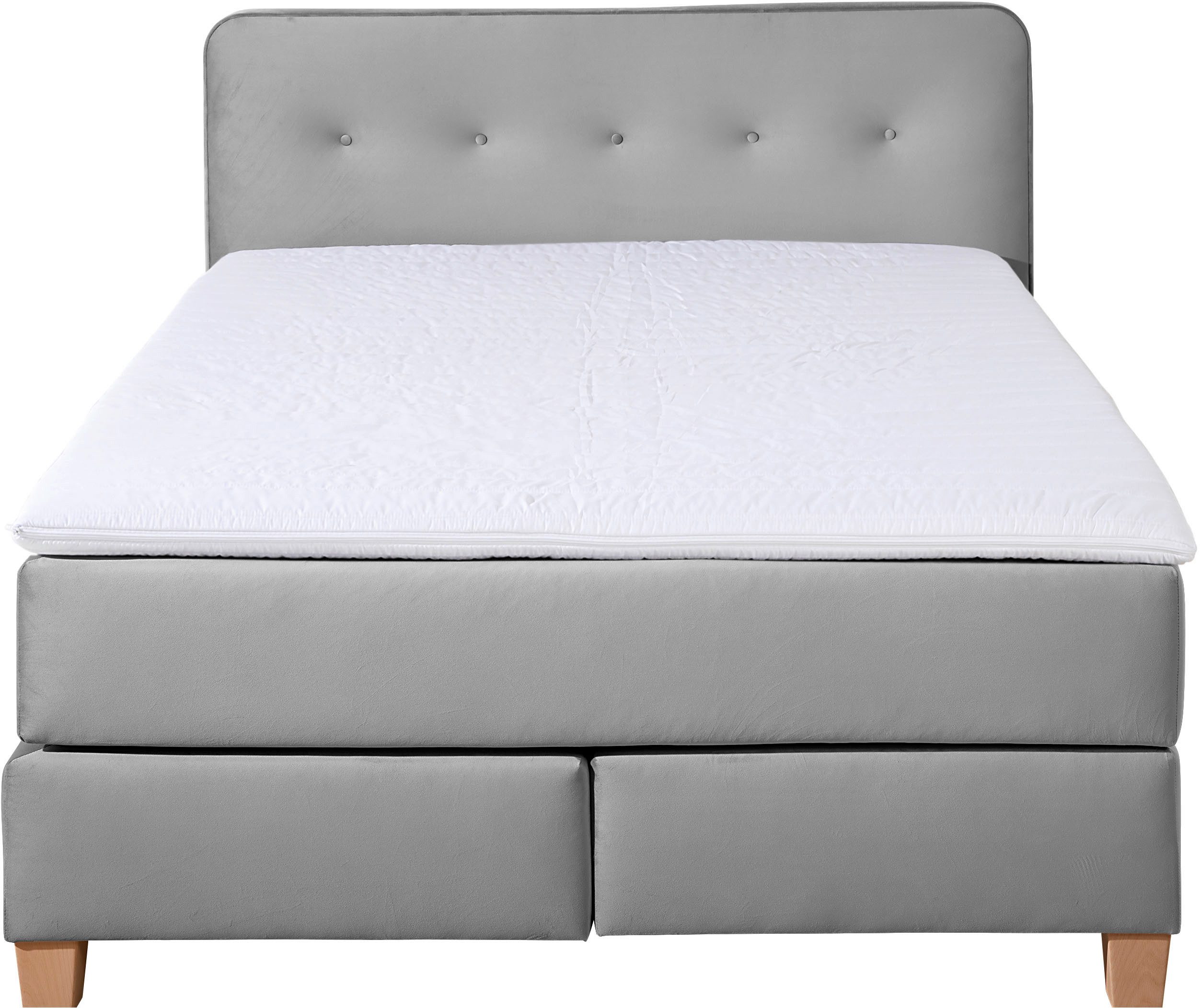 Home affaire Boxspring Fargo inclusief topper, in 3 soorten matrassen, in fluweel of structuurstof