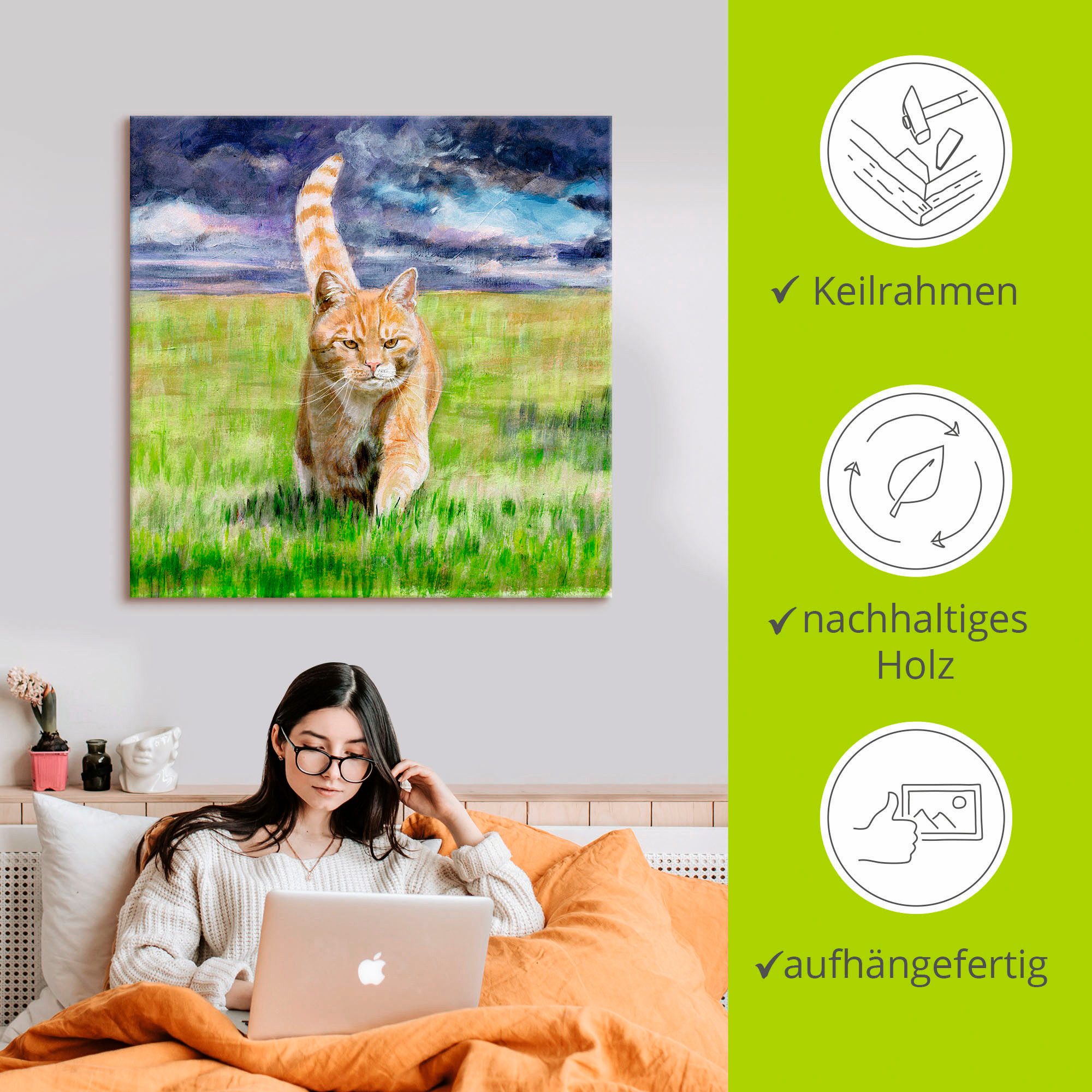 Artland Artprint op linnen Op jacht gespannen op een spieraam