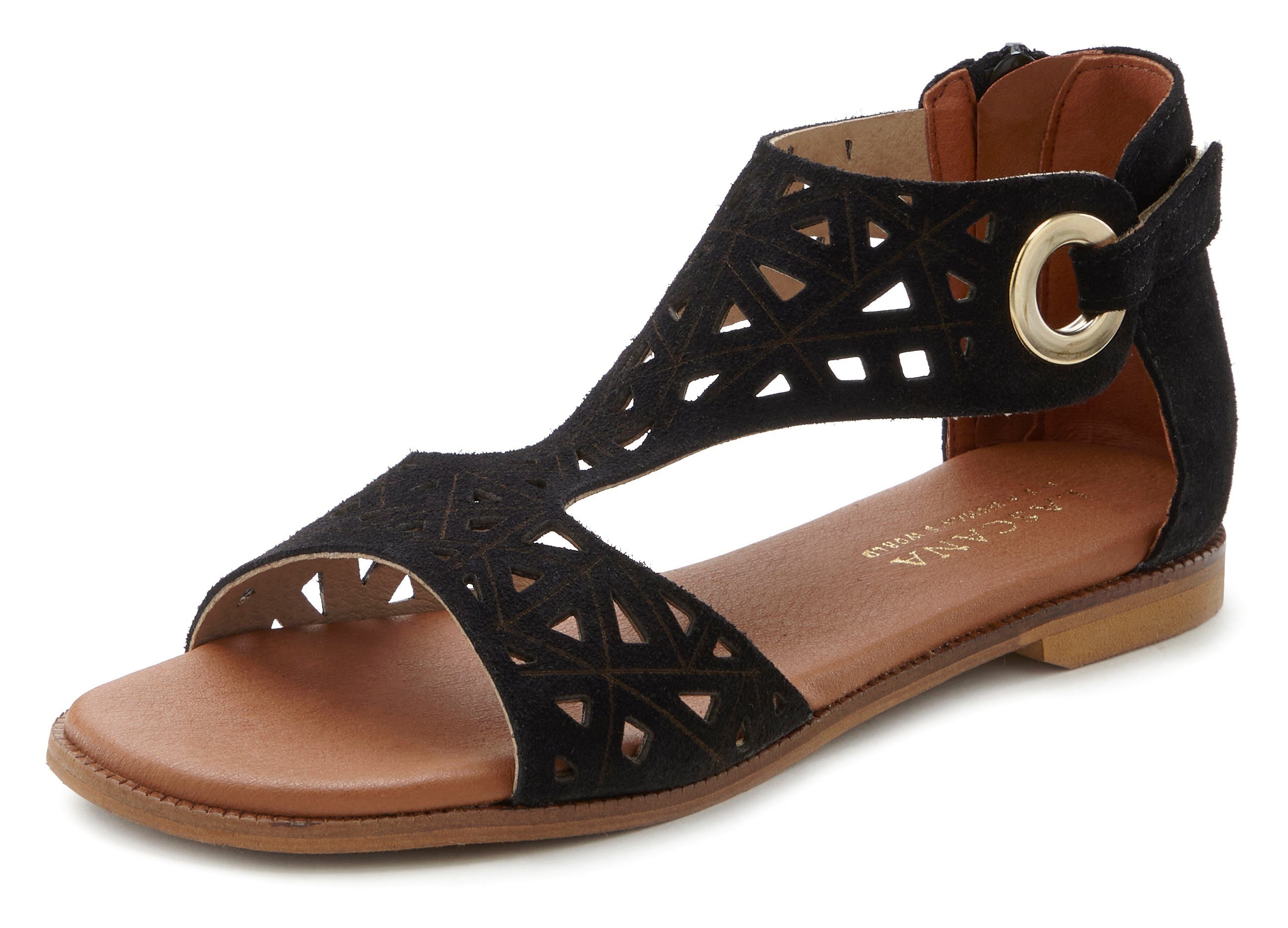 Lascana Sandalen Zomerschoen Sandalette, zomerschoen van hoogwaardig leer met uitsparingen