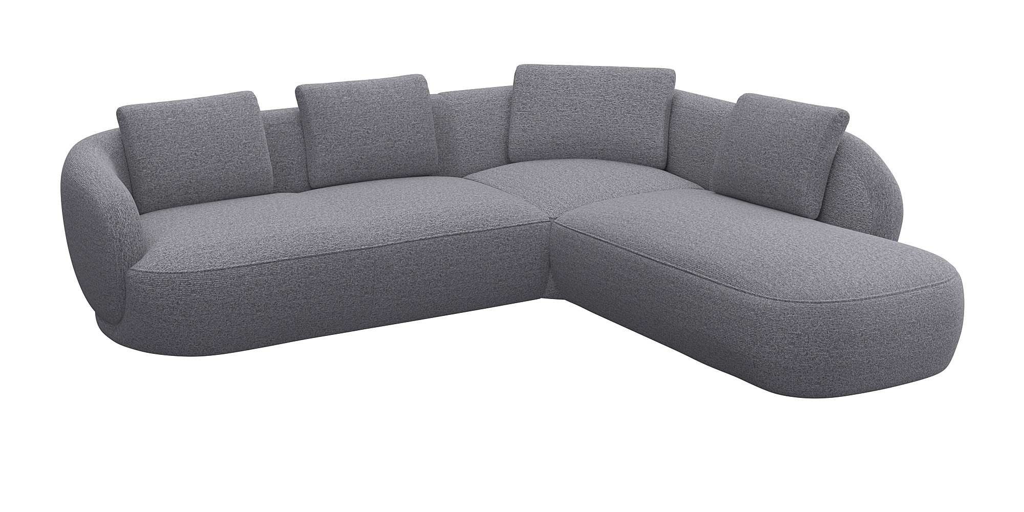 FLEXLUX Hoekbank Torino, rond, L-vorm, bankhoek met ottomane Modern, organisch bankontwerp, koudschuim, golfvering