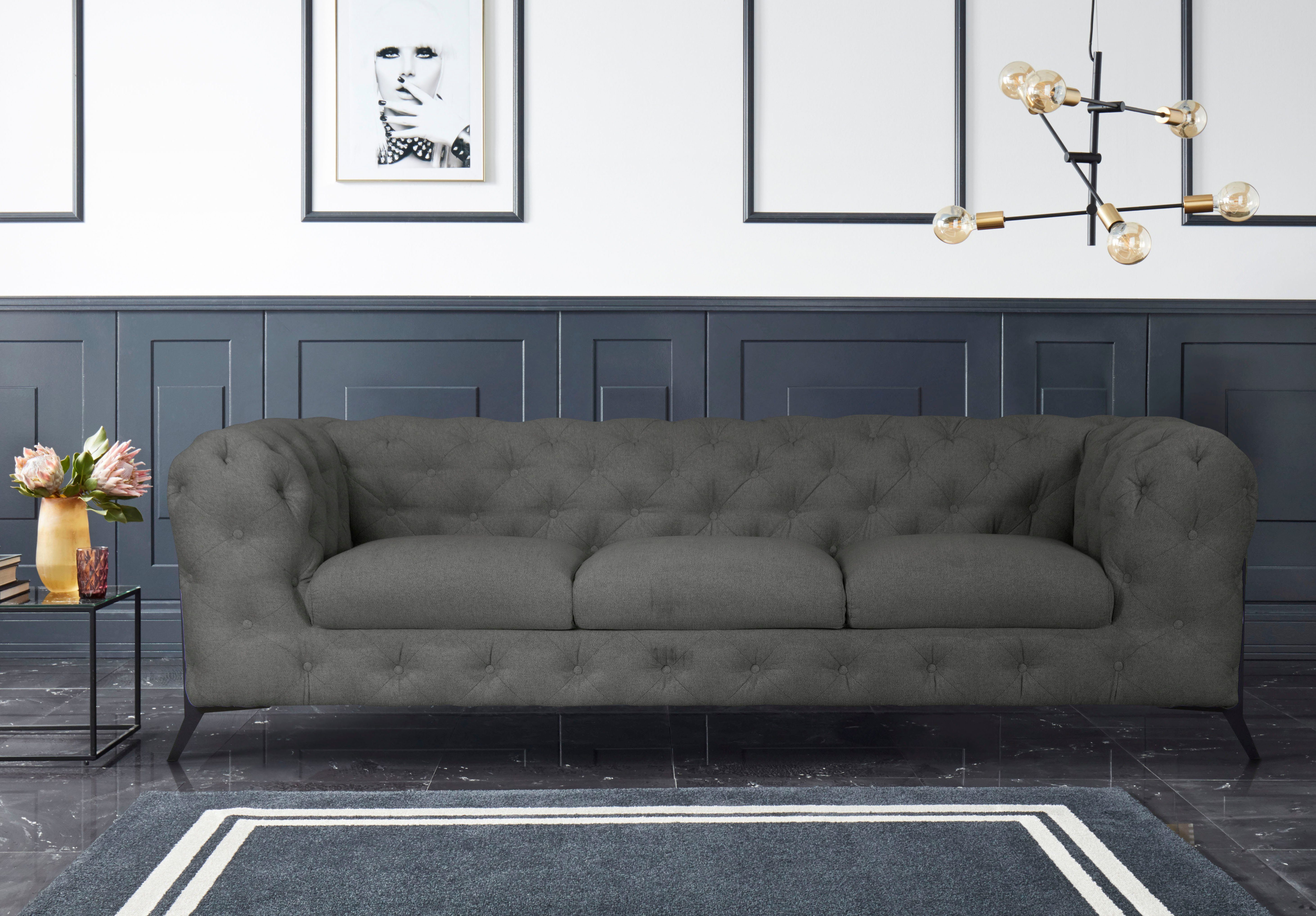 Leonique Chesterfield-bank Amaury luxueuze capitonnage, moderne chesterfield look, kleur van de poten ter keuze
