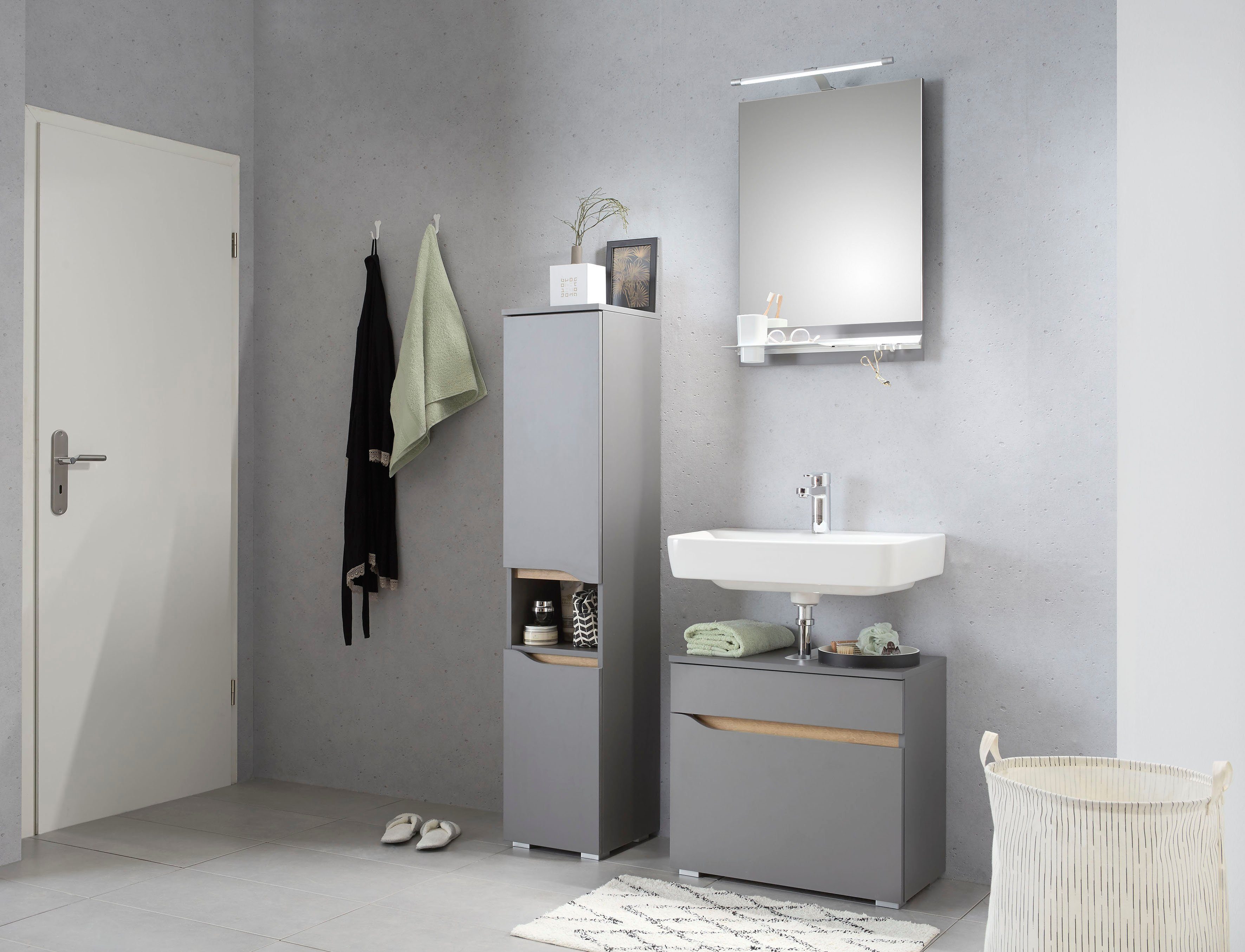 Saphir Wastafelonderkast Quickset onderkast, 60 cm breed, 1 lade Wastafelonderkast met sifonuitsparing, zonder wasbak, greeploos