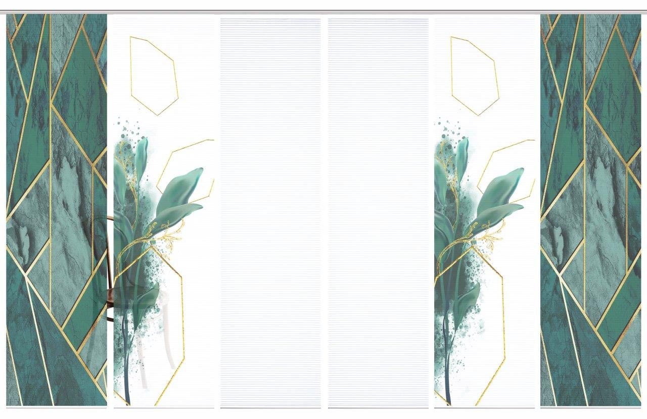 HOME in green Paneelgordijn Signum SET DIGITALE PRINT, BAMBOELOOK GERECYCLED (6 stuks)