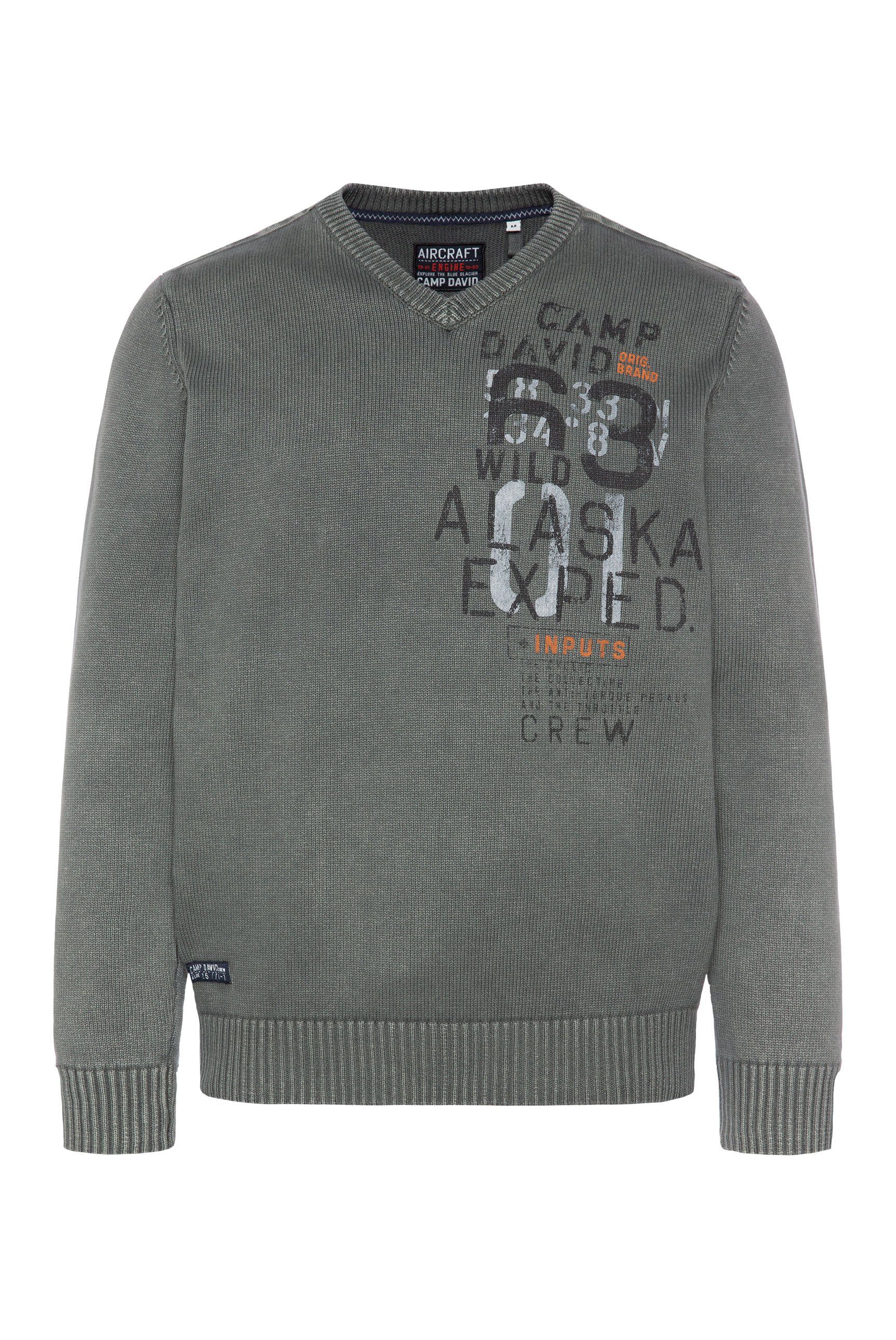 CAMP DAVID Gebreide trui met logo-prints voor en achter