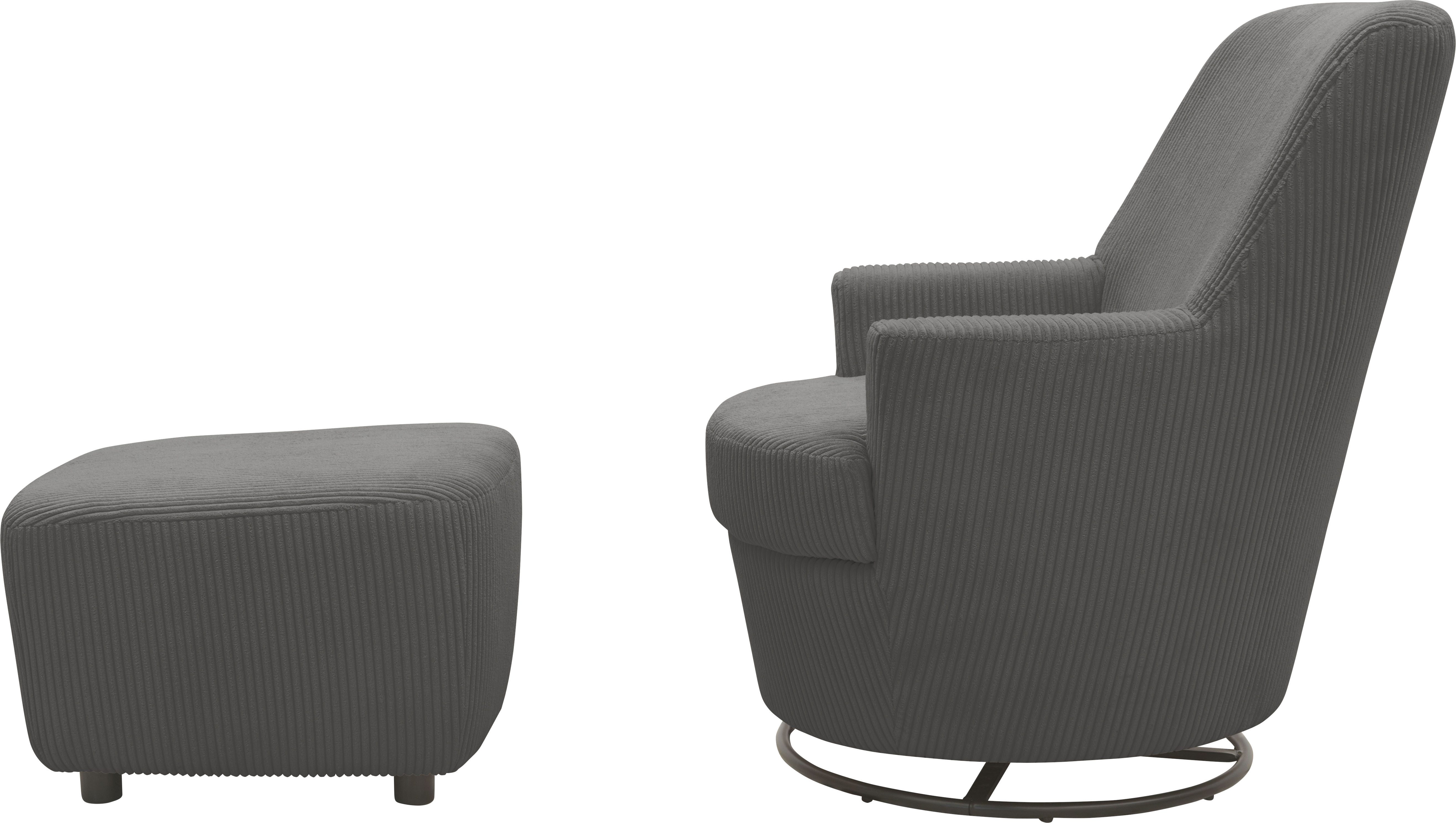 INOSIGN Draaibare fauteuil Hetty, draaistoel met kantelfunctie en poef, leesstoel, armstoel (set, 2 stuks)