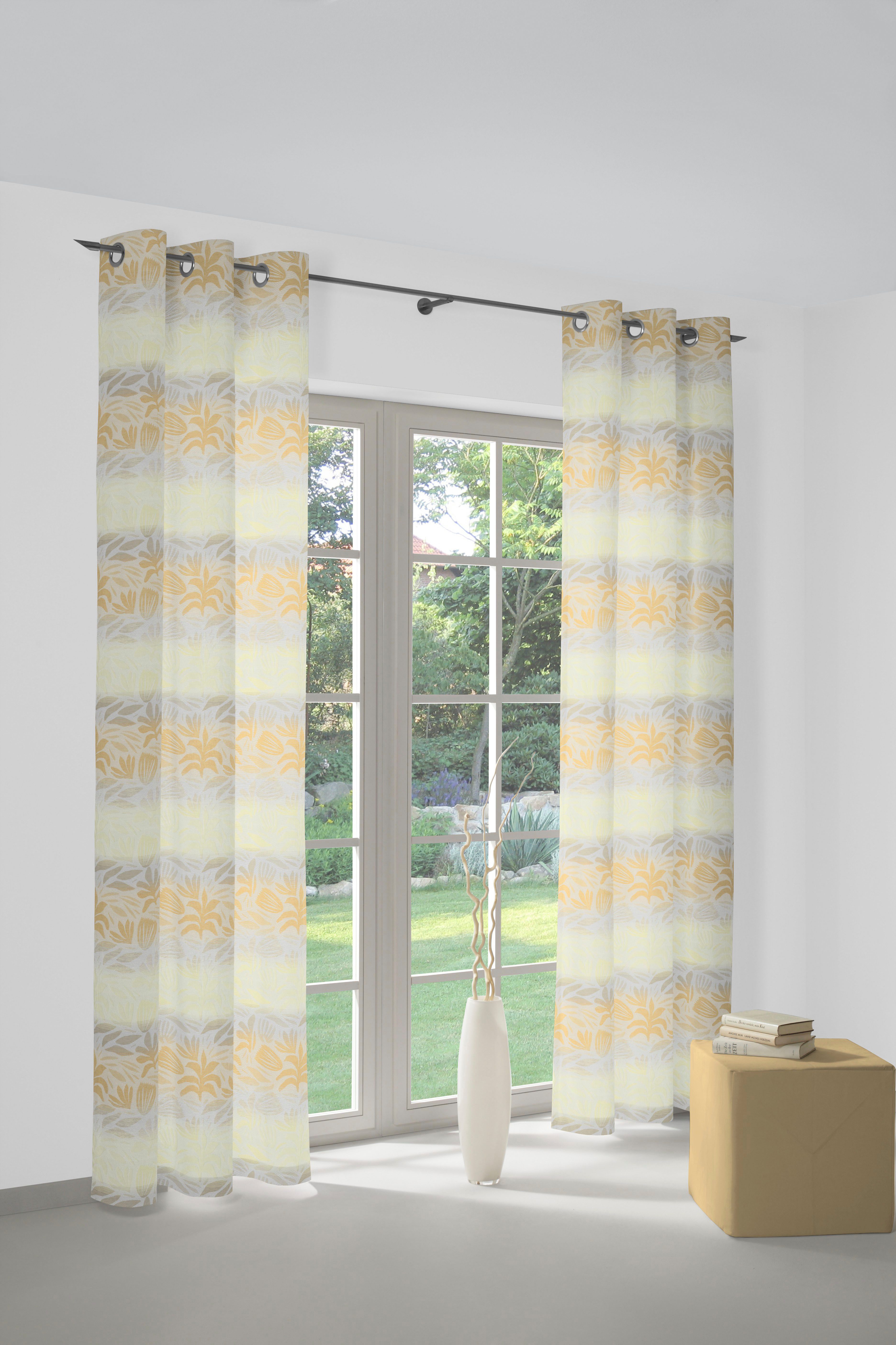 Wirth Gordijn Kairo (1 stuk) kant & klaar gordijnen maat 132 cm x 255 cm geel