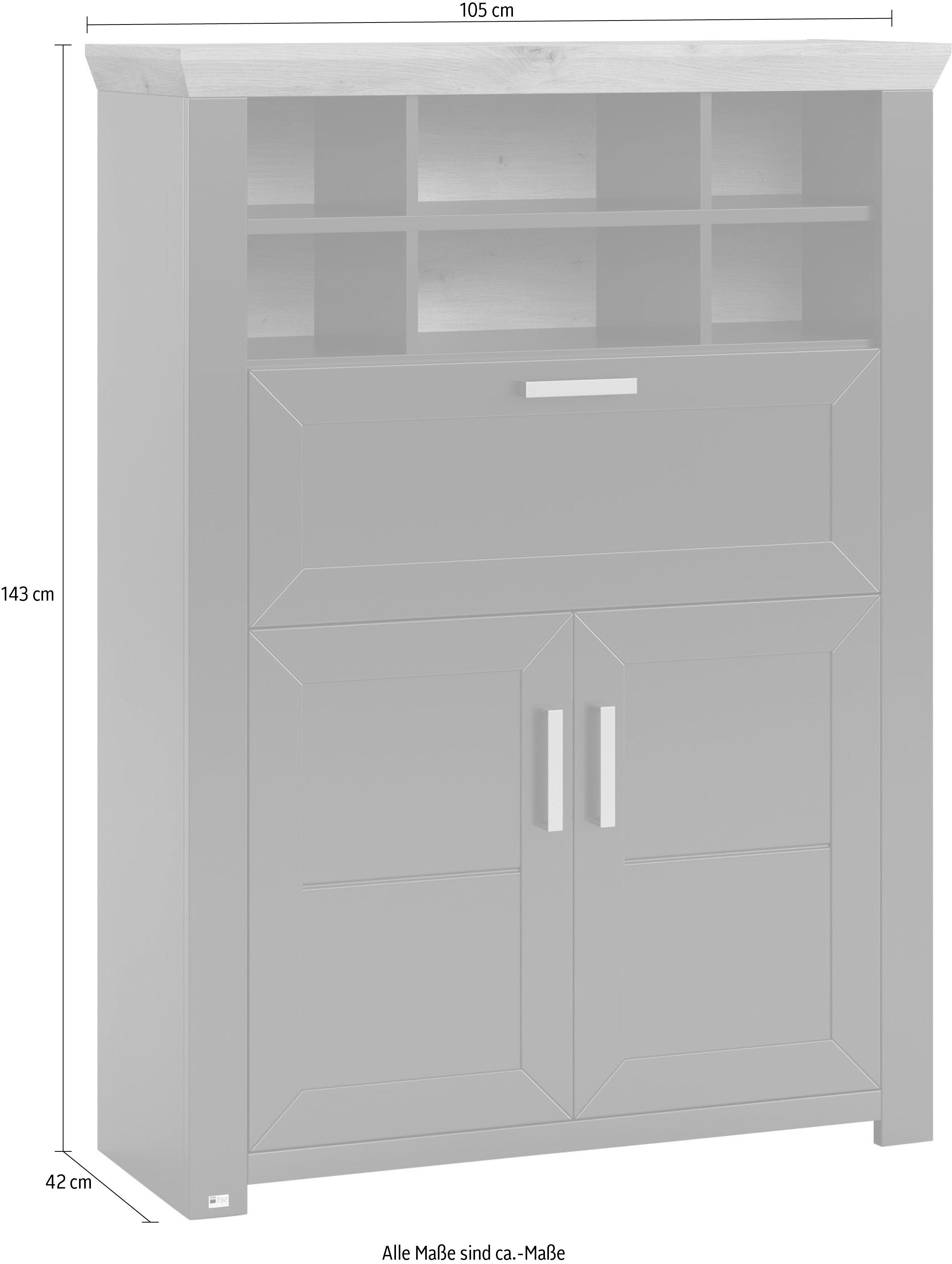 set one by Musterring Highboard York Type 15, met houten deuren en klep, verlichting optioneel, breedte 105 cm