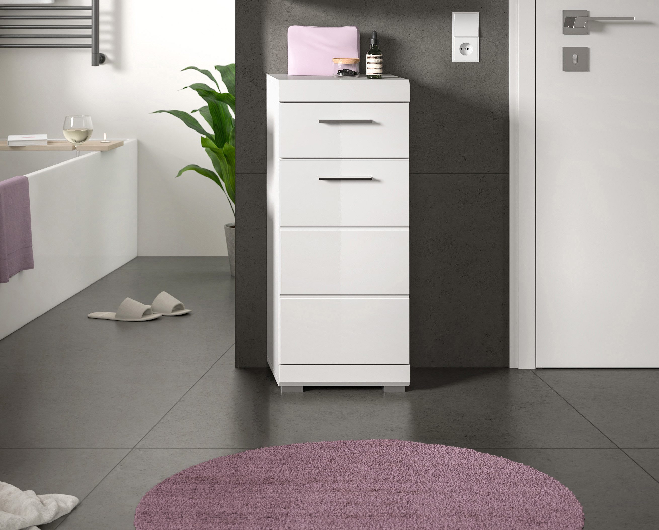 INOSIGN Onderkast Siena, breedte 37 cm, 1 deur, 1 lade, 2 vakken, MDF-front in verschillende kleuren verkrijgbaar, badkamermeubels, badkamerkast, commode, badkamer (1 stuk)