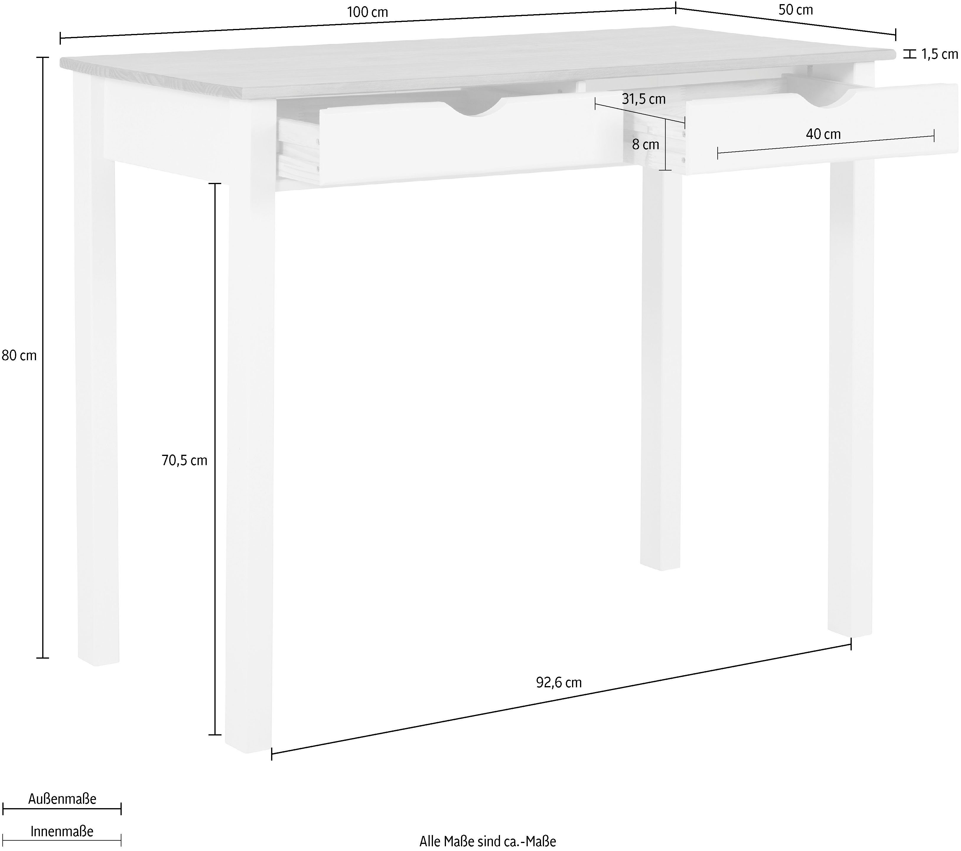 INOSIGN Bureau Gava Grenenhout, verzonken grepen, verschillende kleurvarianten, breedte 100 cm