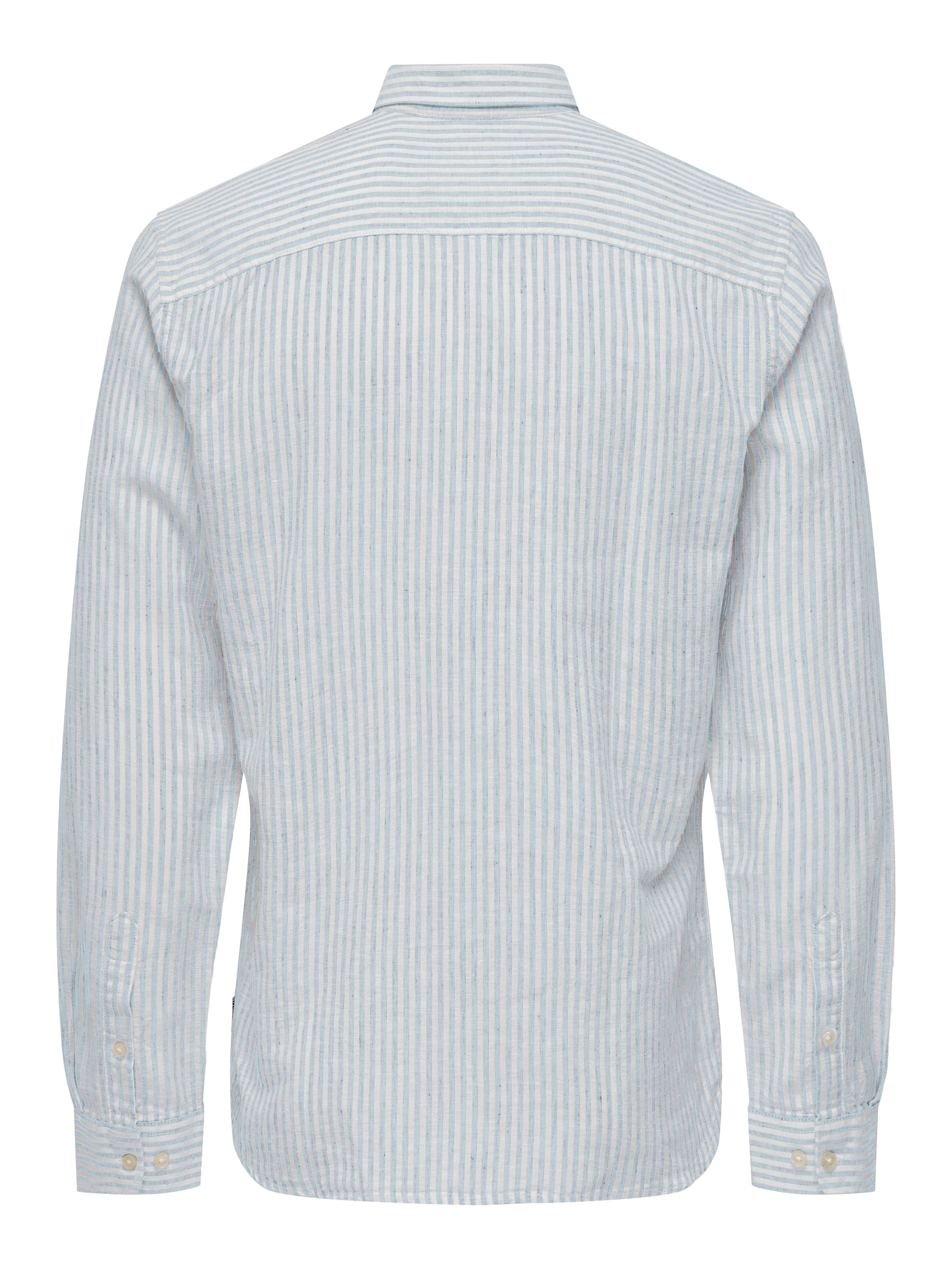 ONLY & SONS Overhemd met korte mouwen ONSCAIDEN LS STRIPE LINEN SHIRT 660 NOOS