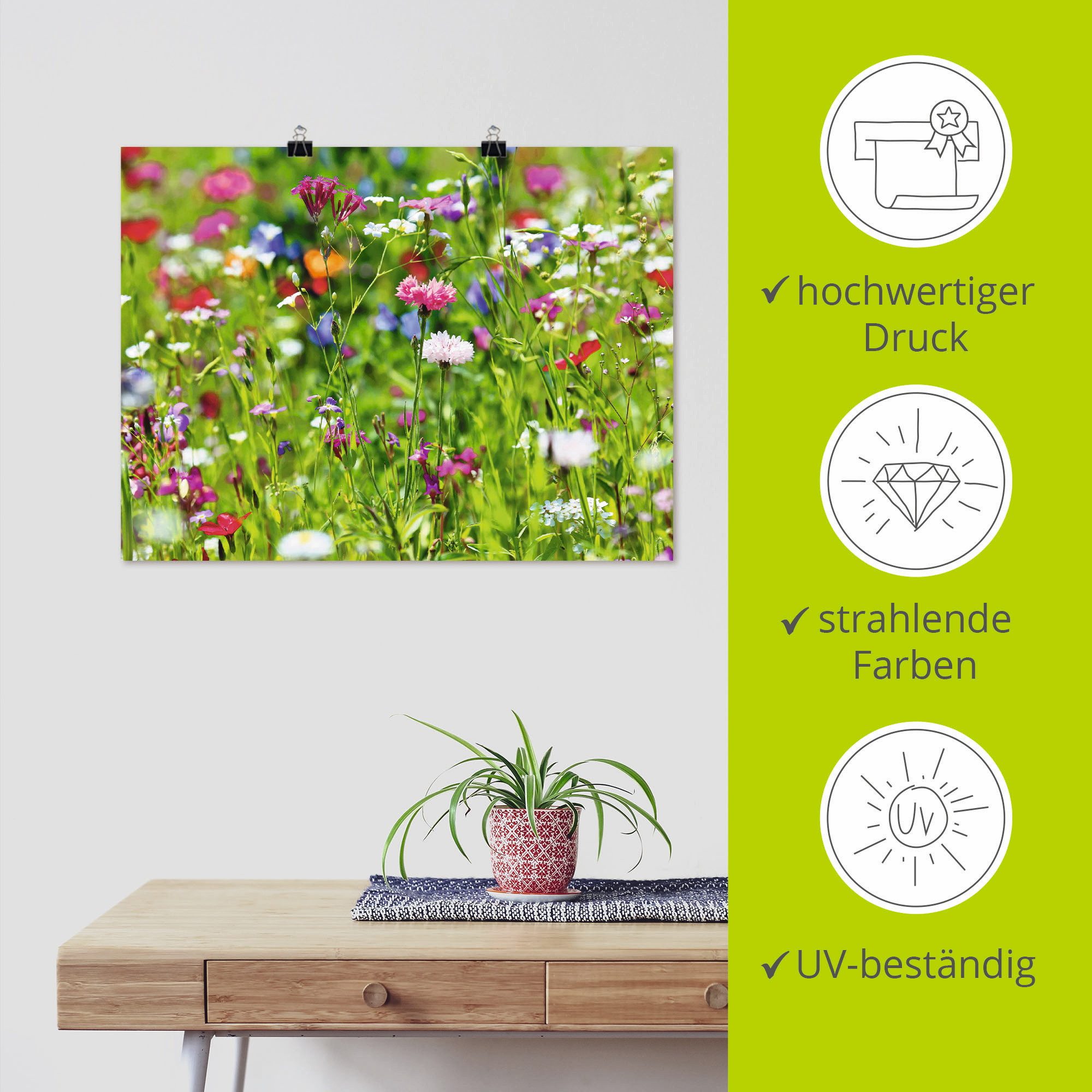 Artland Artprint Bloemenweide I als artprint op linnen, poster in verschillende formaten maten