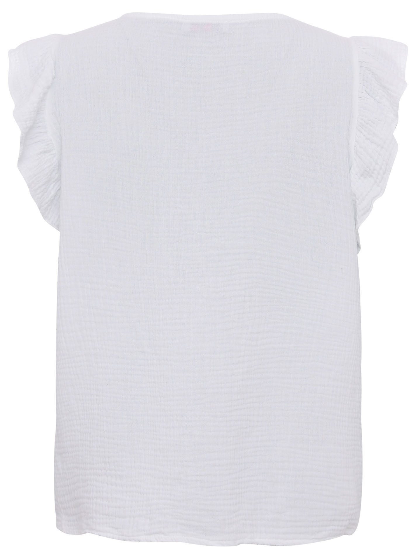 Zwillingsherz Blouse met korte mouwen Giselle met stijlvolle ruches-mouwen