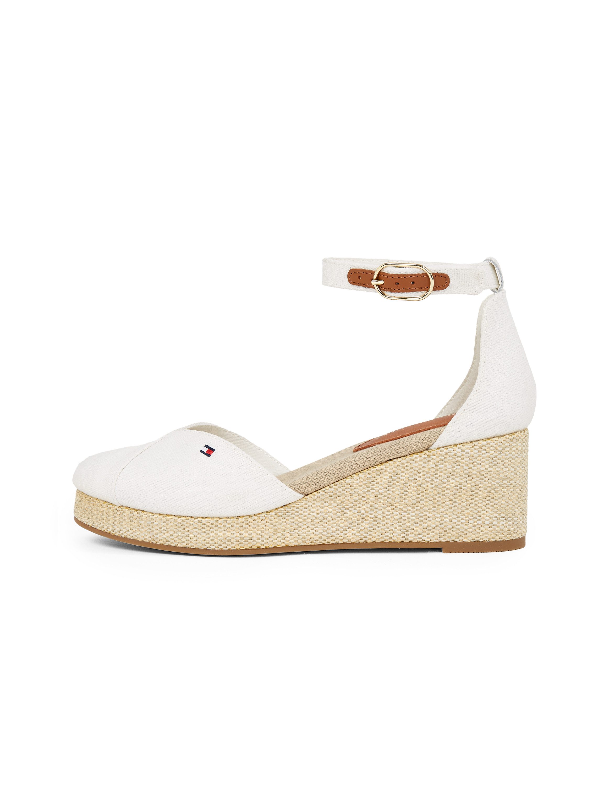 Tommy Hilfiger Sleehaksandaaltjes FLAG CLOSED TOE MID WEDGE ESPAD , bandjesandaal, zomerschoen met...