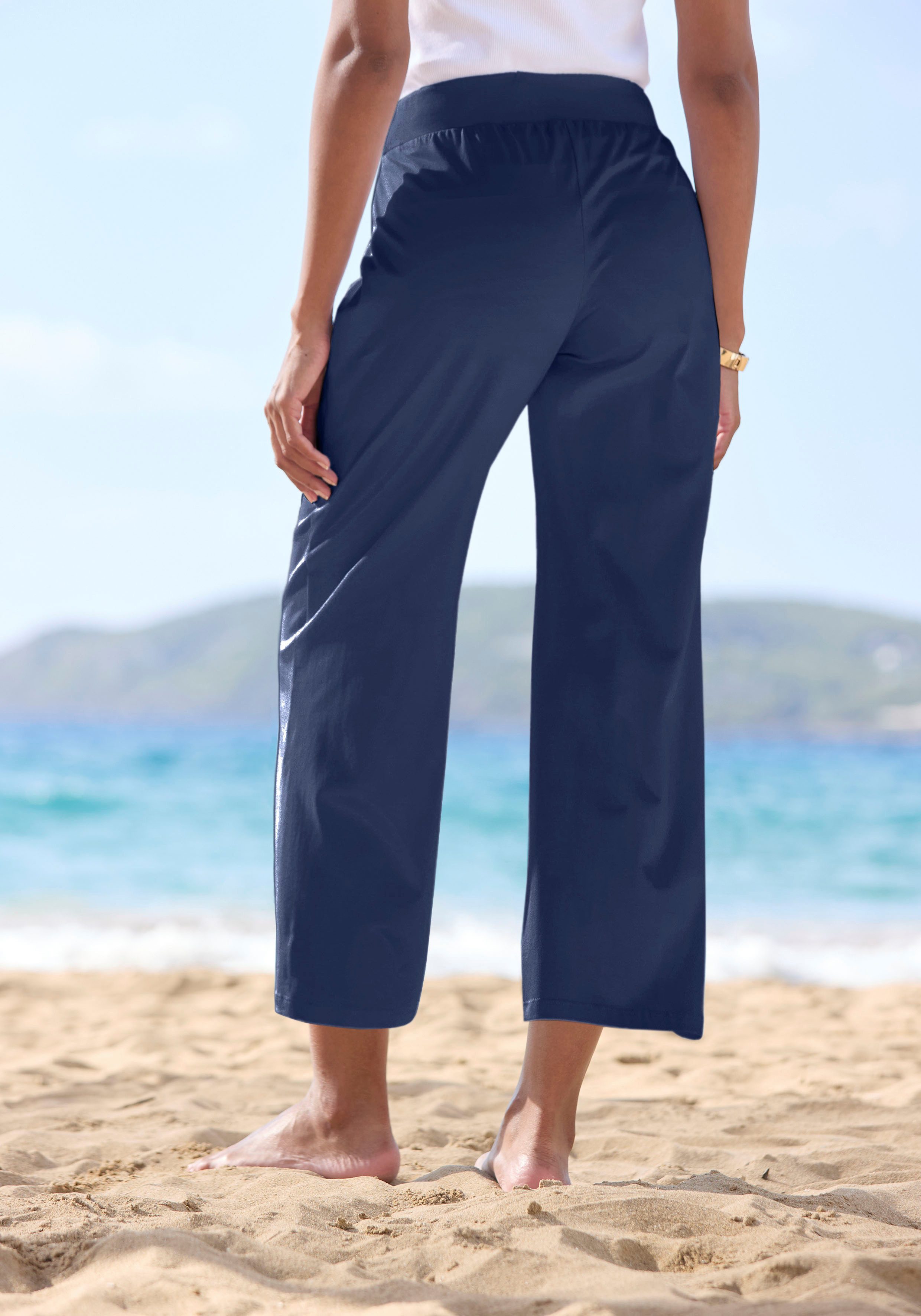 Beachtime 7/8-strandbroek van zachte jersey, wide leg, joggingbroek, loungebroek