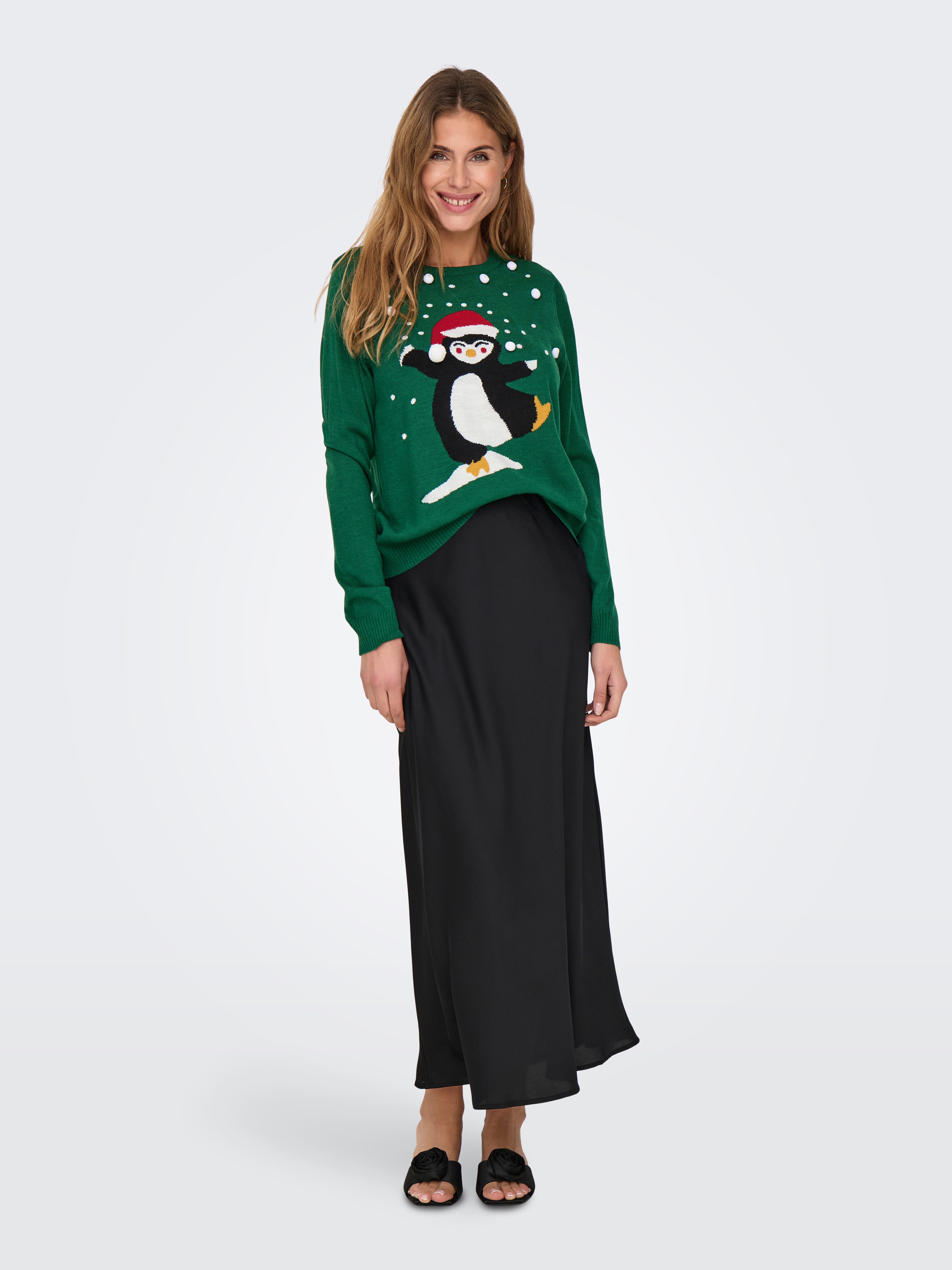 Only Kersttrui ONLXMAS LS O-NECK MIX DETAIL BOX KNT