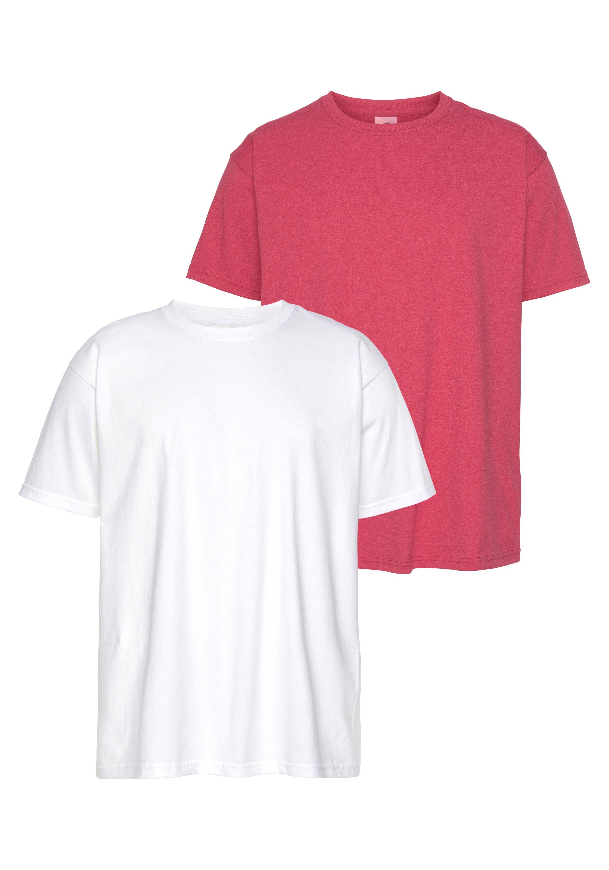 Fruit of the Loom T-shirt van puur katoen (set, 2-delig) heren t-shirts maat L (52/54) rood