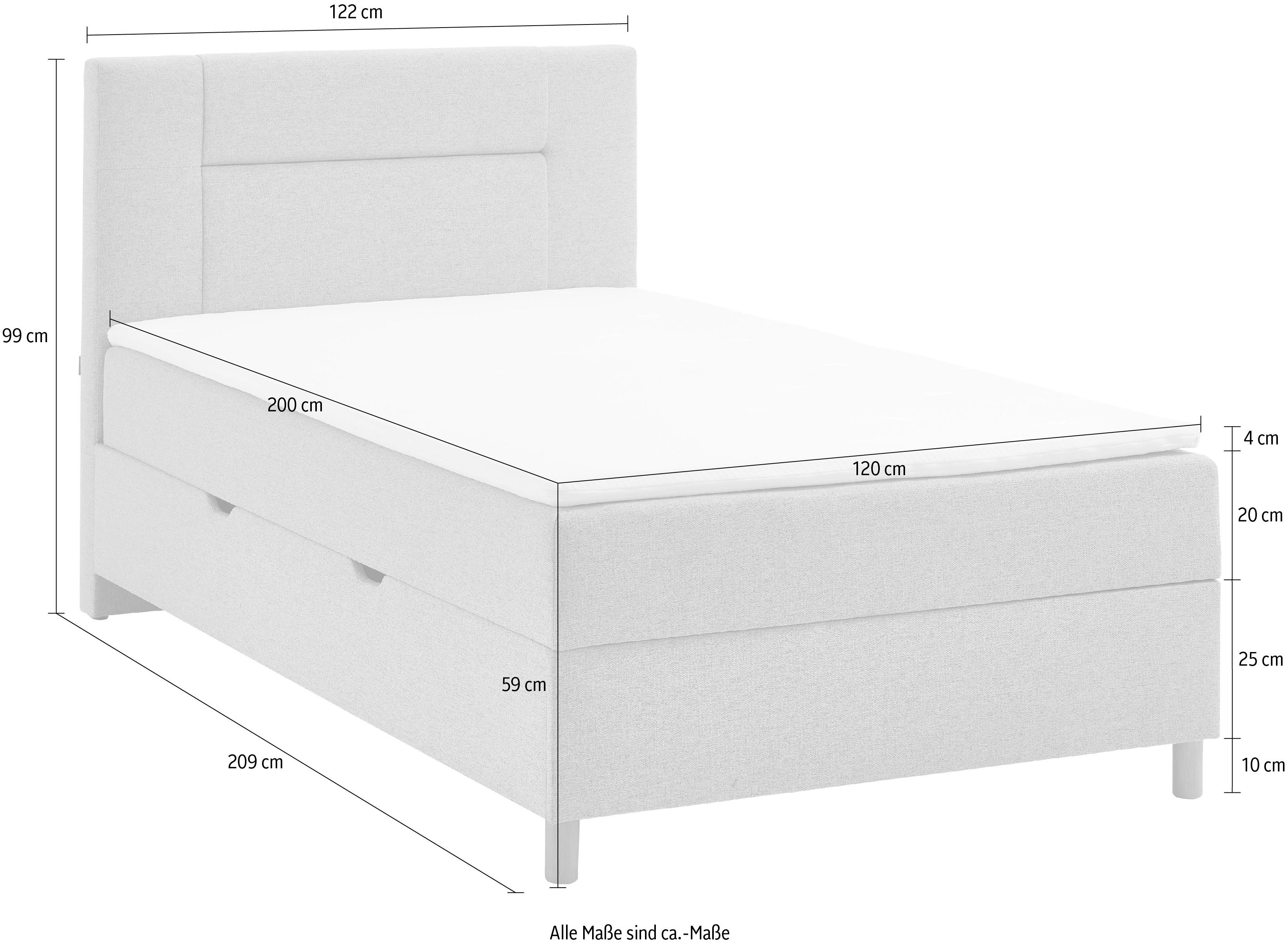 INOSIGN Boxspring Escalon II, met opbergruimte, inclusief topper, met houten poten