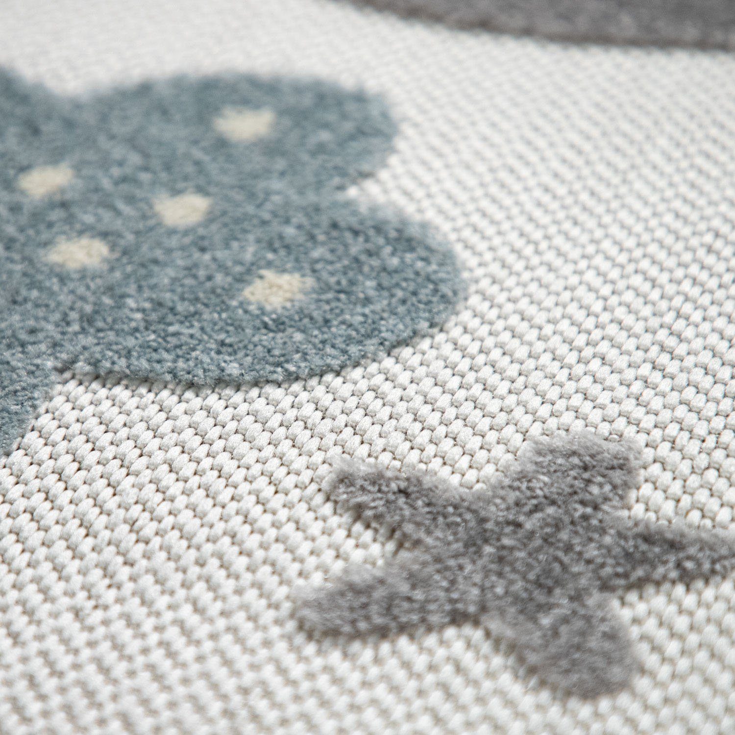 Paco Home Kindervloerkleed Tweet 462 Platweefsel, reliëfeffect, regenboog & sterren, geschikt voor buiten