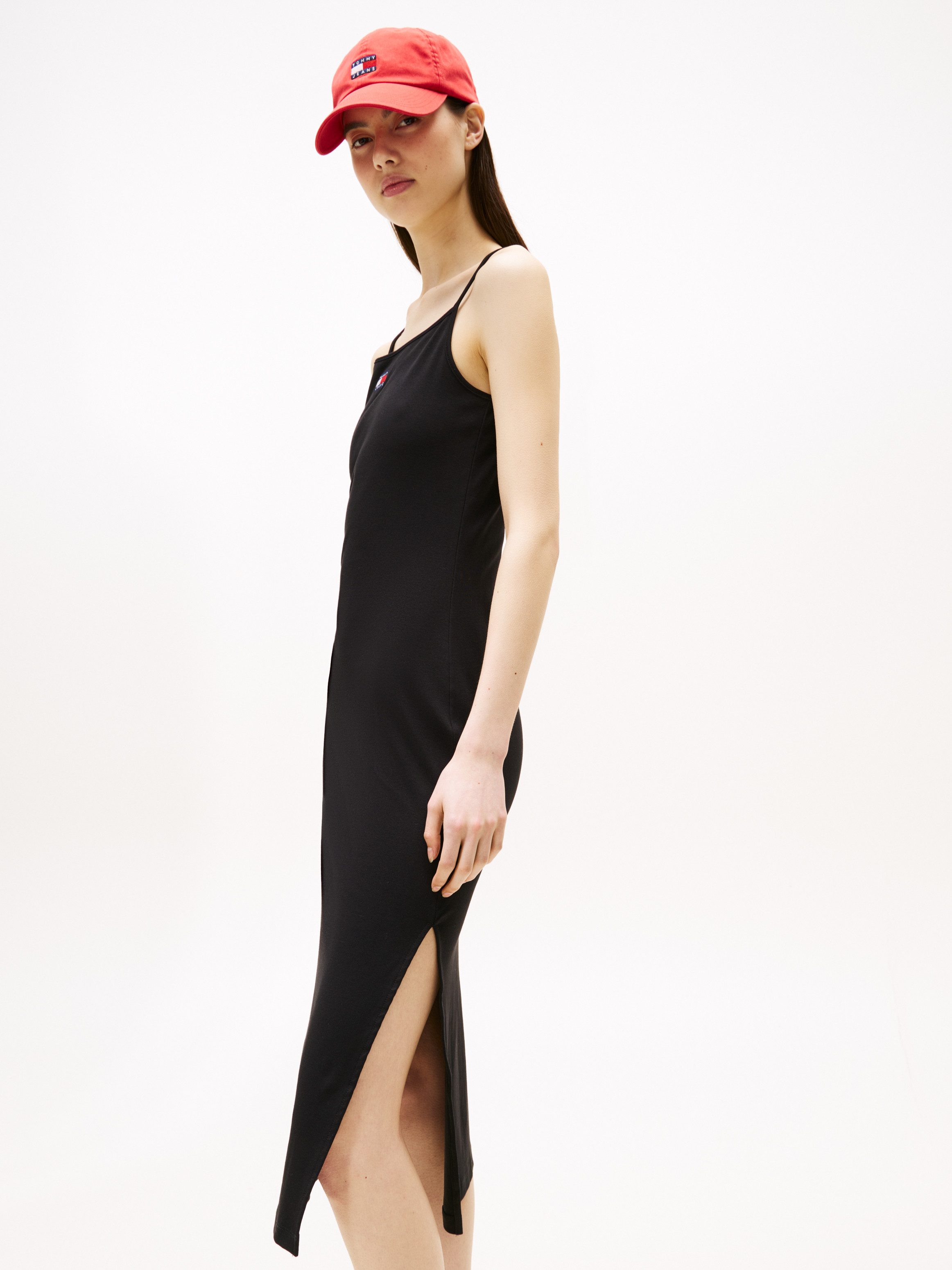 TOMMY JEANS Jurk met bandjes TJW STRAPPY BADGE RIB MIDI DRESS