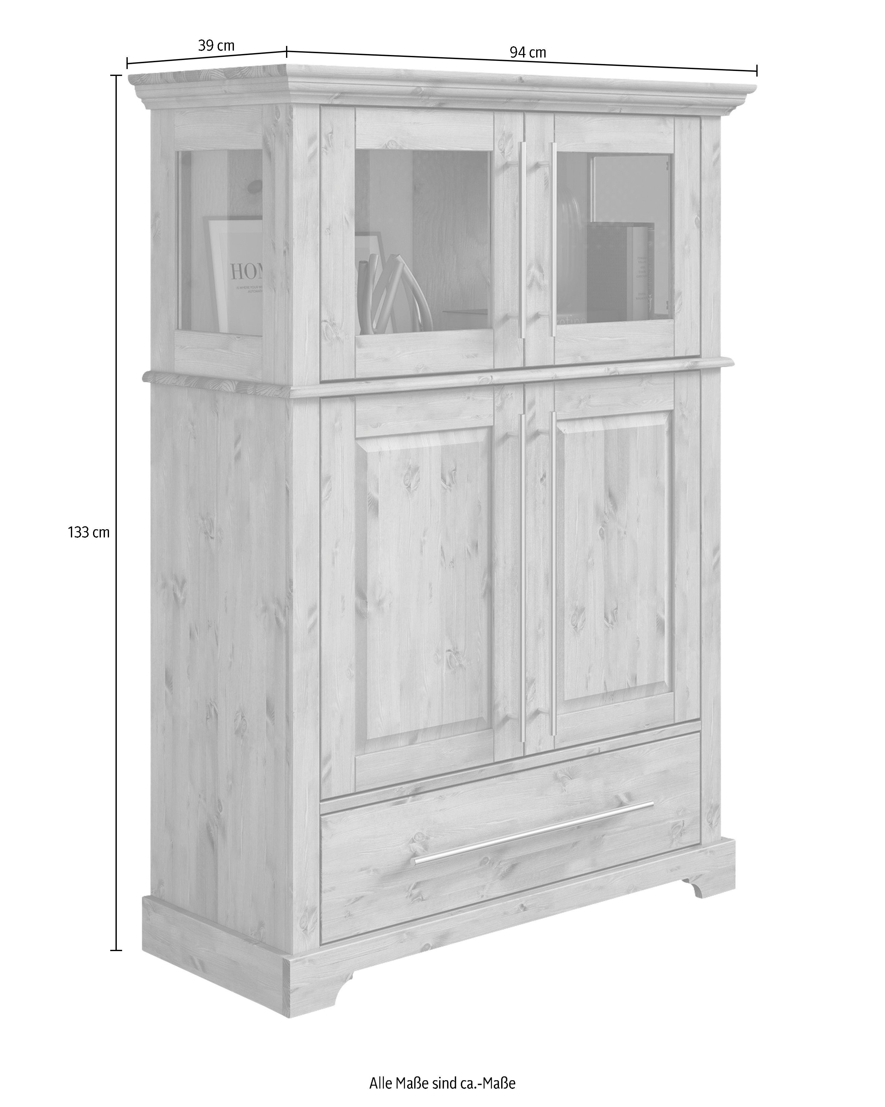 Home affaire Highboard Meliss Breedte 94 cm, 4-deurs, met lade, massief grenen, FSC®