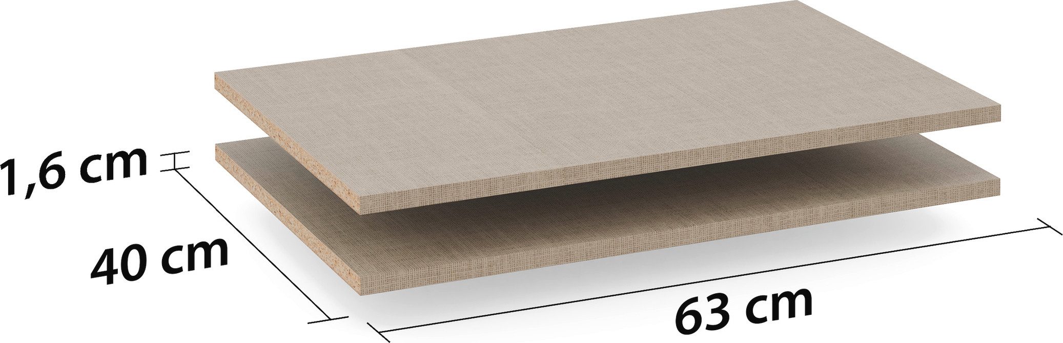 Plank Paully 2-set breedte 63 cm voor kasten van de serie paully