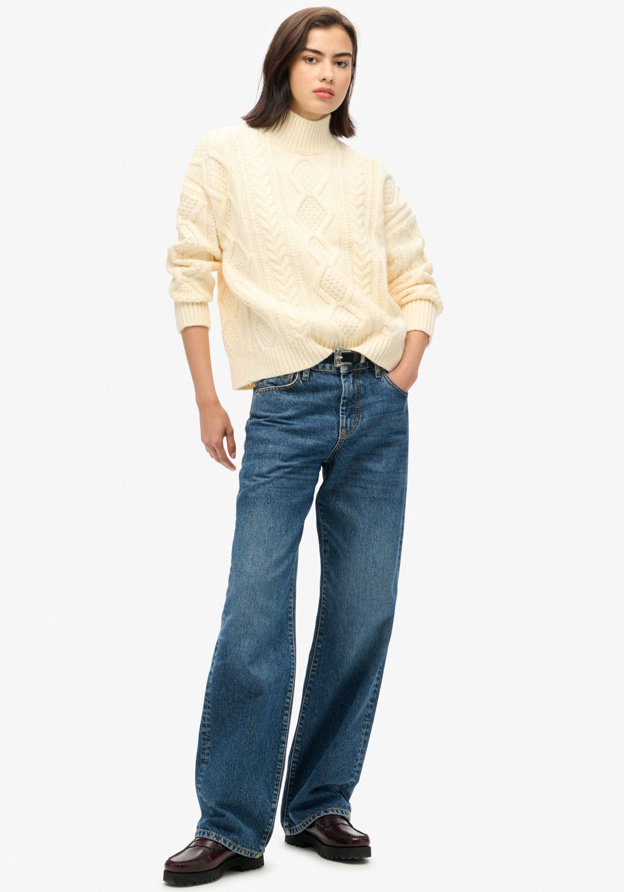 Superdry Gebreide trui CABLE HIGH NECK JUMPER