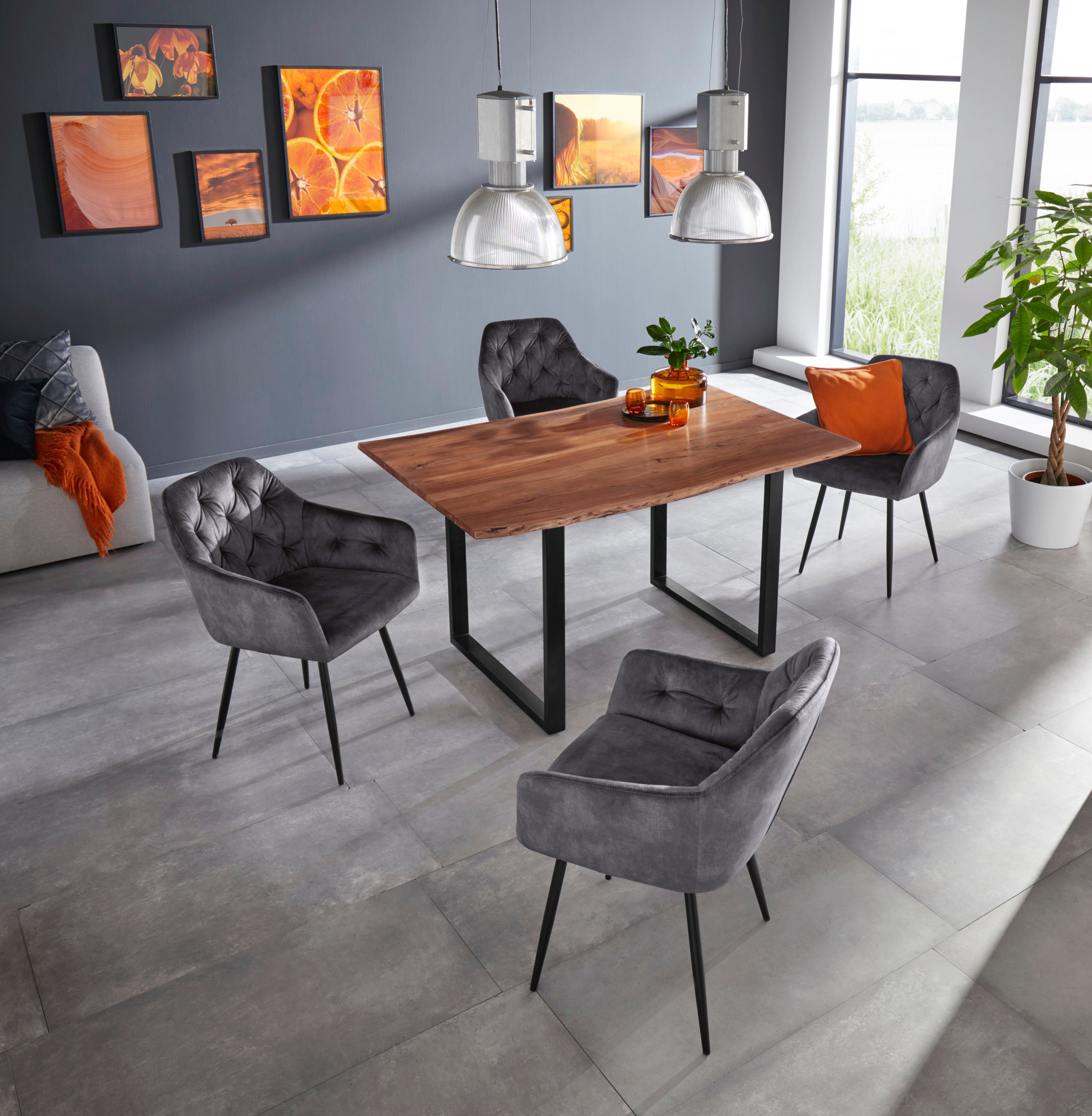 HELA Eetkamerstoel Kira schaalstoel Boho, bestseller Stoel met armleuningen fluweel of microvezel bekleding (set, 2 stuks)