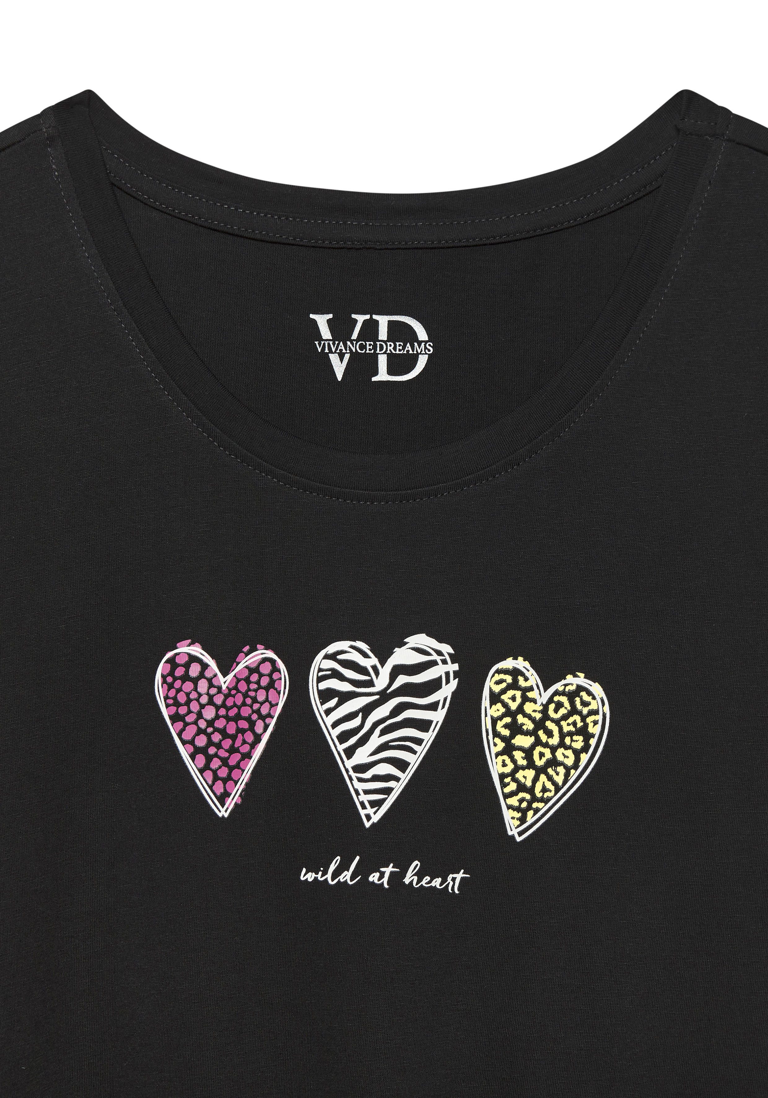 Vivance Dreams Nachthemd met mooi hart-print op de voorkant (2-delig, Set van 2)