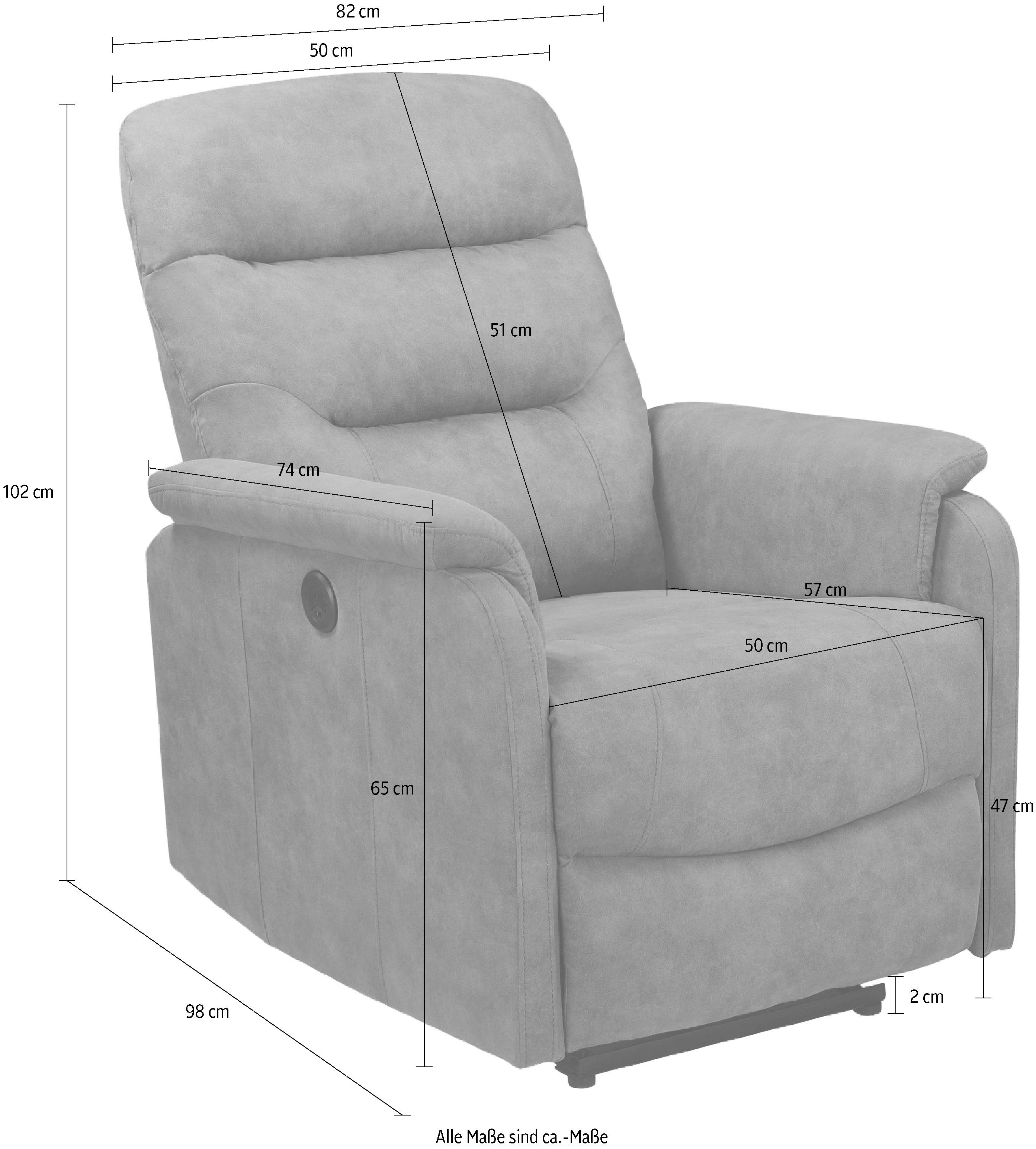 Home affaire Relaxfauteuil Coullon, tv-stoel met slaapfunctie