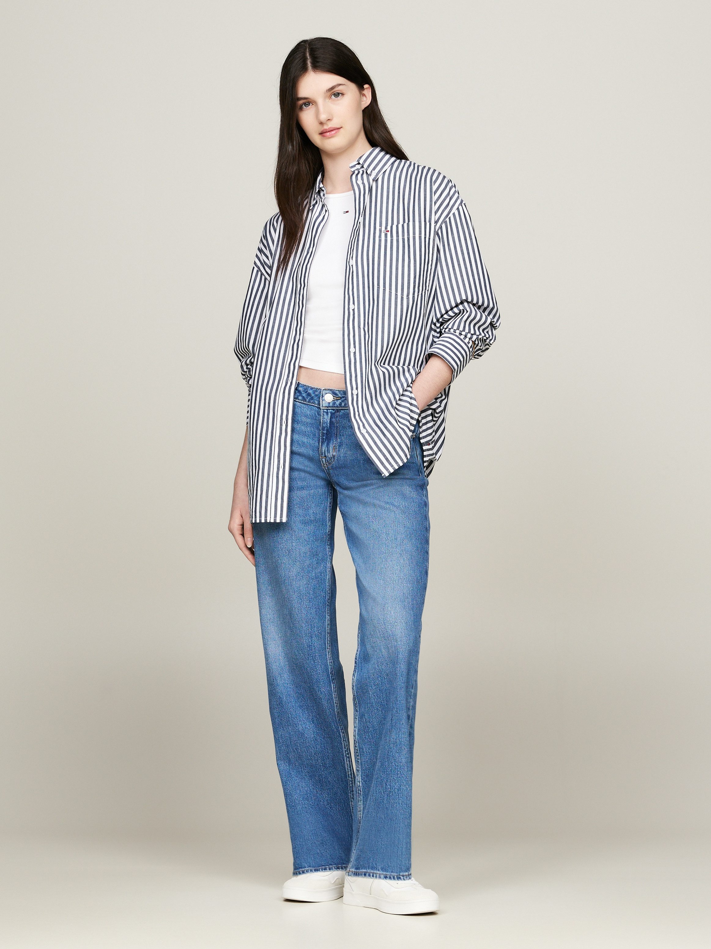 TOMMY JEANS Overhemdblouse TJW OVS PINSTRIPE SHIRT in modieuze naaldstrepen