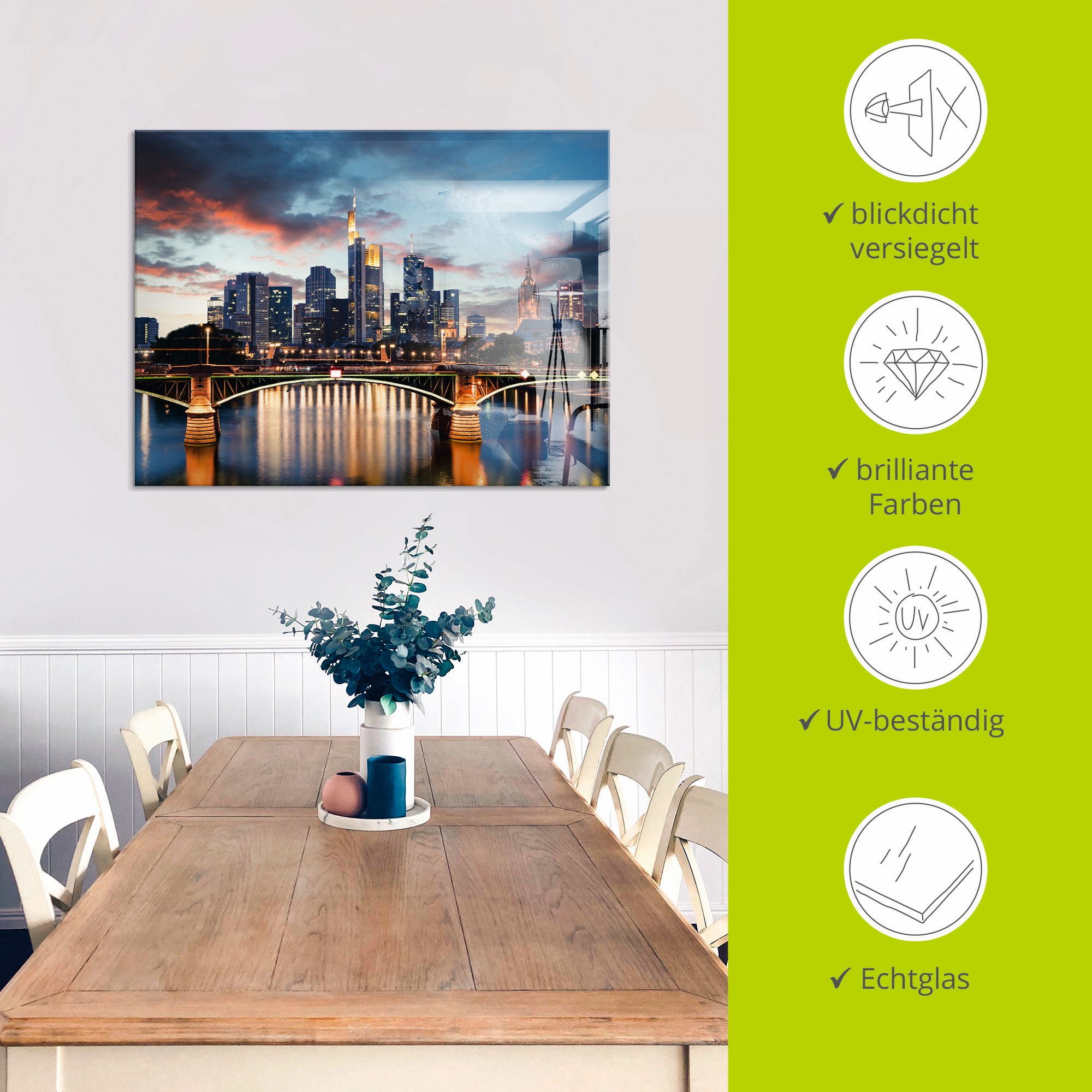 Artland Print op glas Frankfurt am Main Skyline II