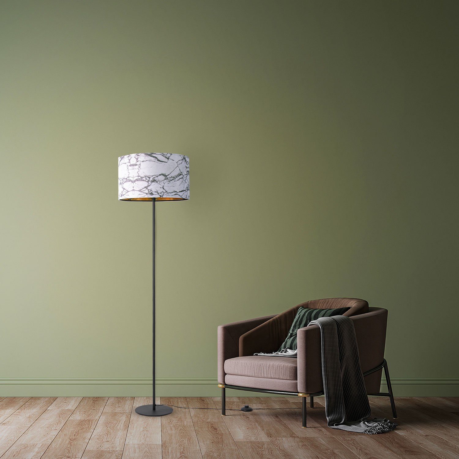 Paco Home Staande lamp Kracht 525 Woonkamer slaapkamer E27 marmer steen ontwerp grijs wit