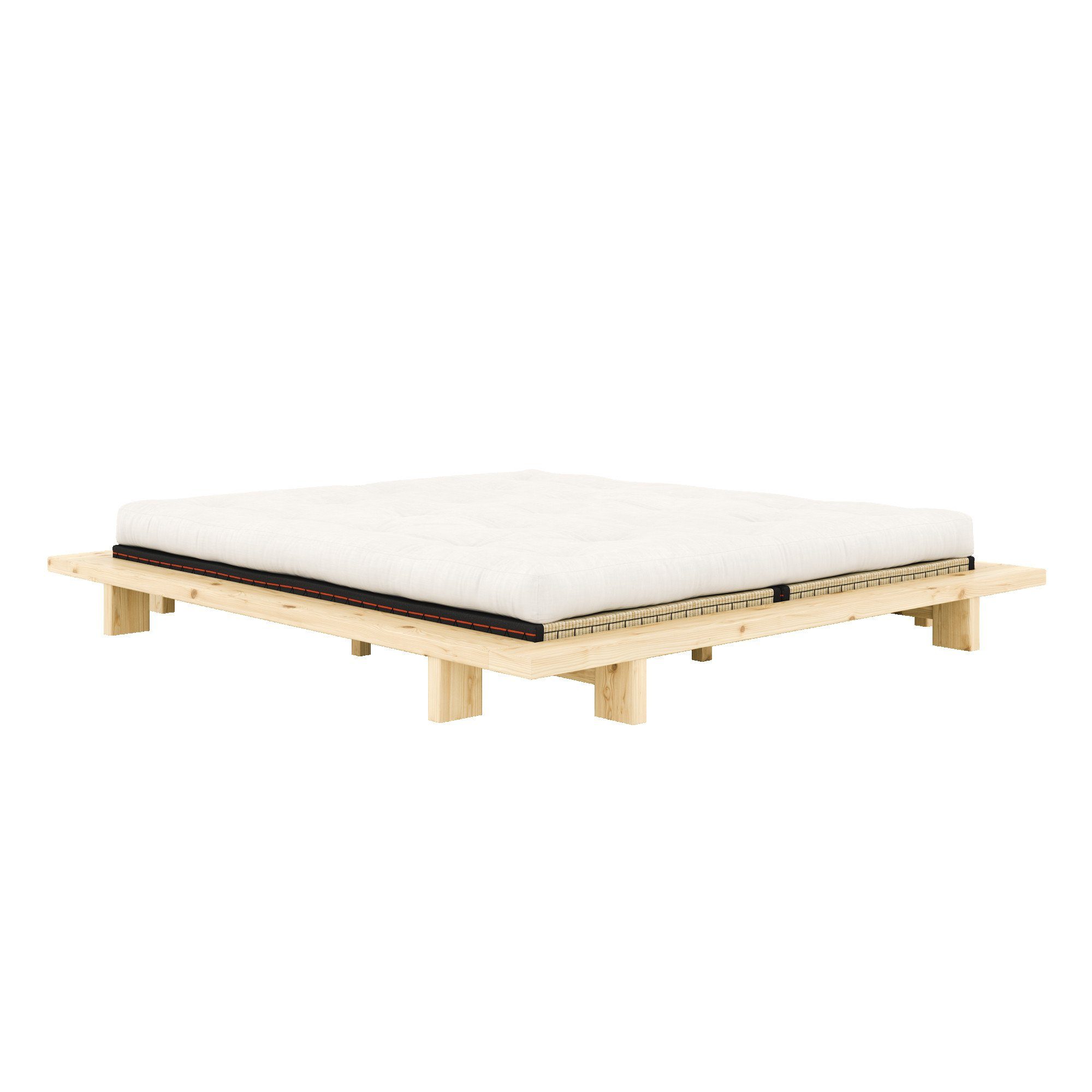 Karup Bedframe JAPAN BED grondbed, houten frame, futonbed, jeugdbed, houten bed Massief houten bed met lattenbodem, massief grenen, bed zonder hoofdeinde