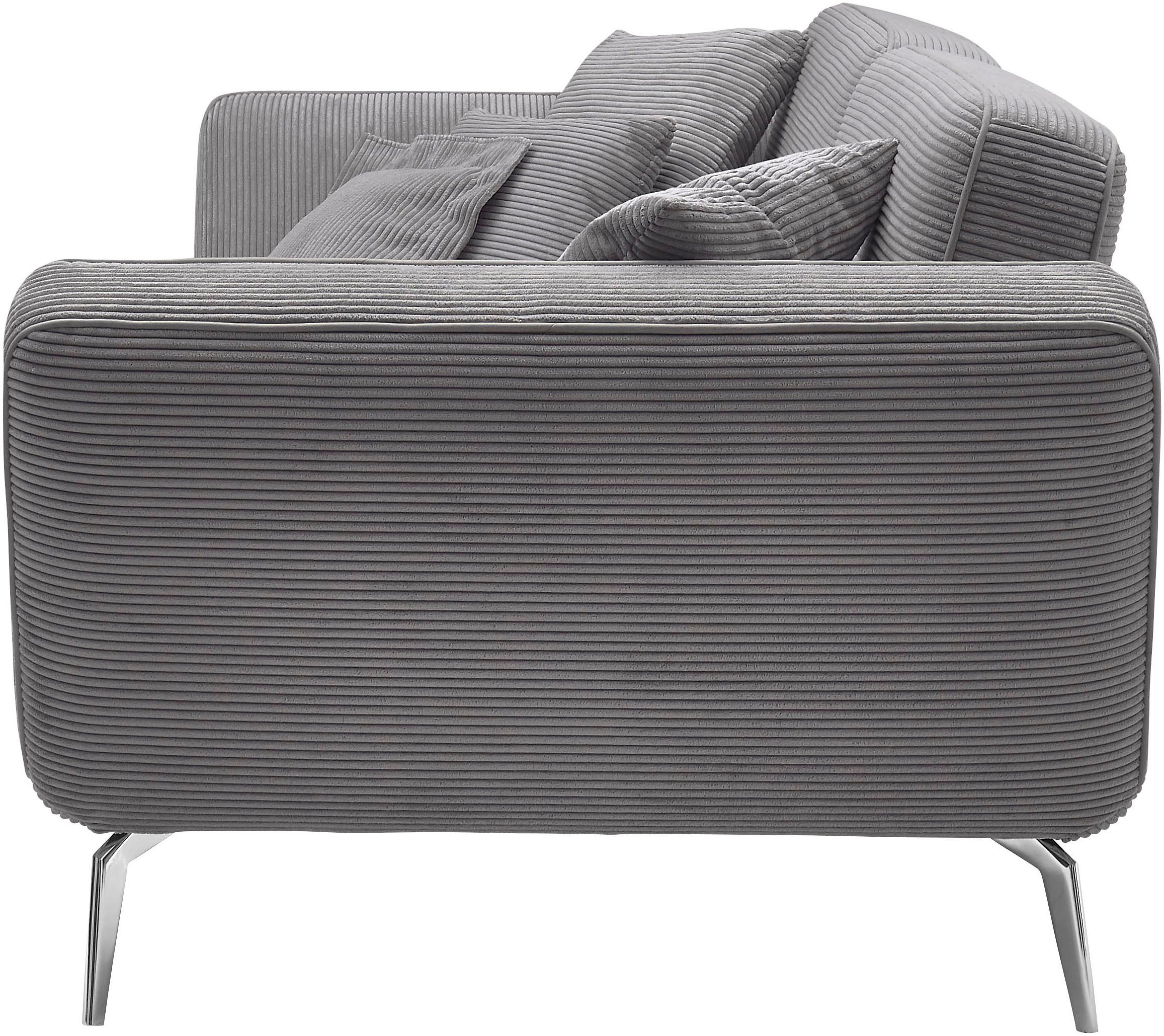 set one by Musterring Megabank SO 4500 Voeten chroomkleurig, optioneel met hoofdsteun, breedte 260cm, in cord
