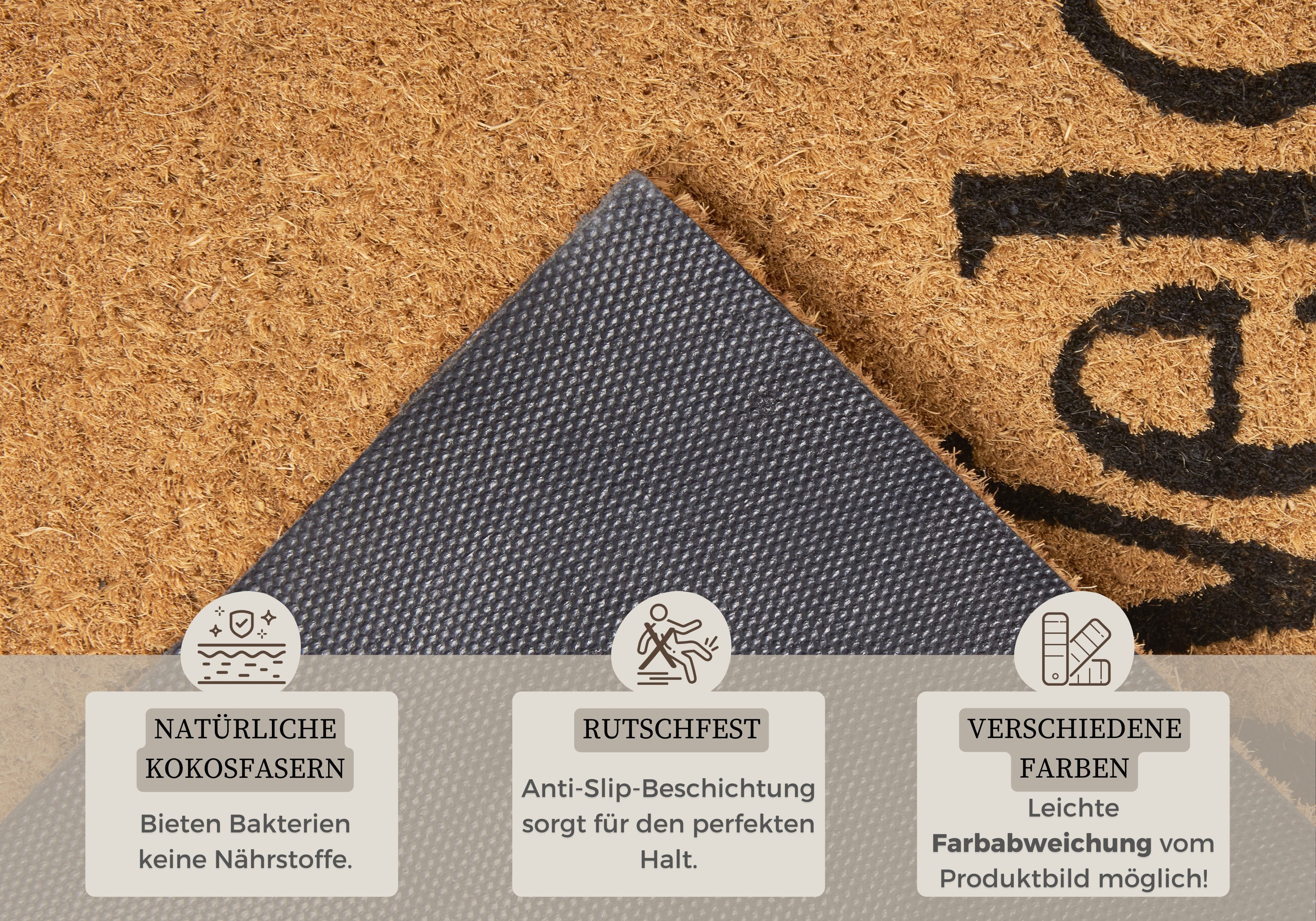 HANSE Home Mat Lady Beetle, deurmat Kokos, vuilopvangmat, outdoor, antislip, binnen, kokosmat, gang